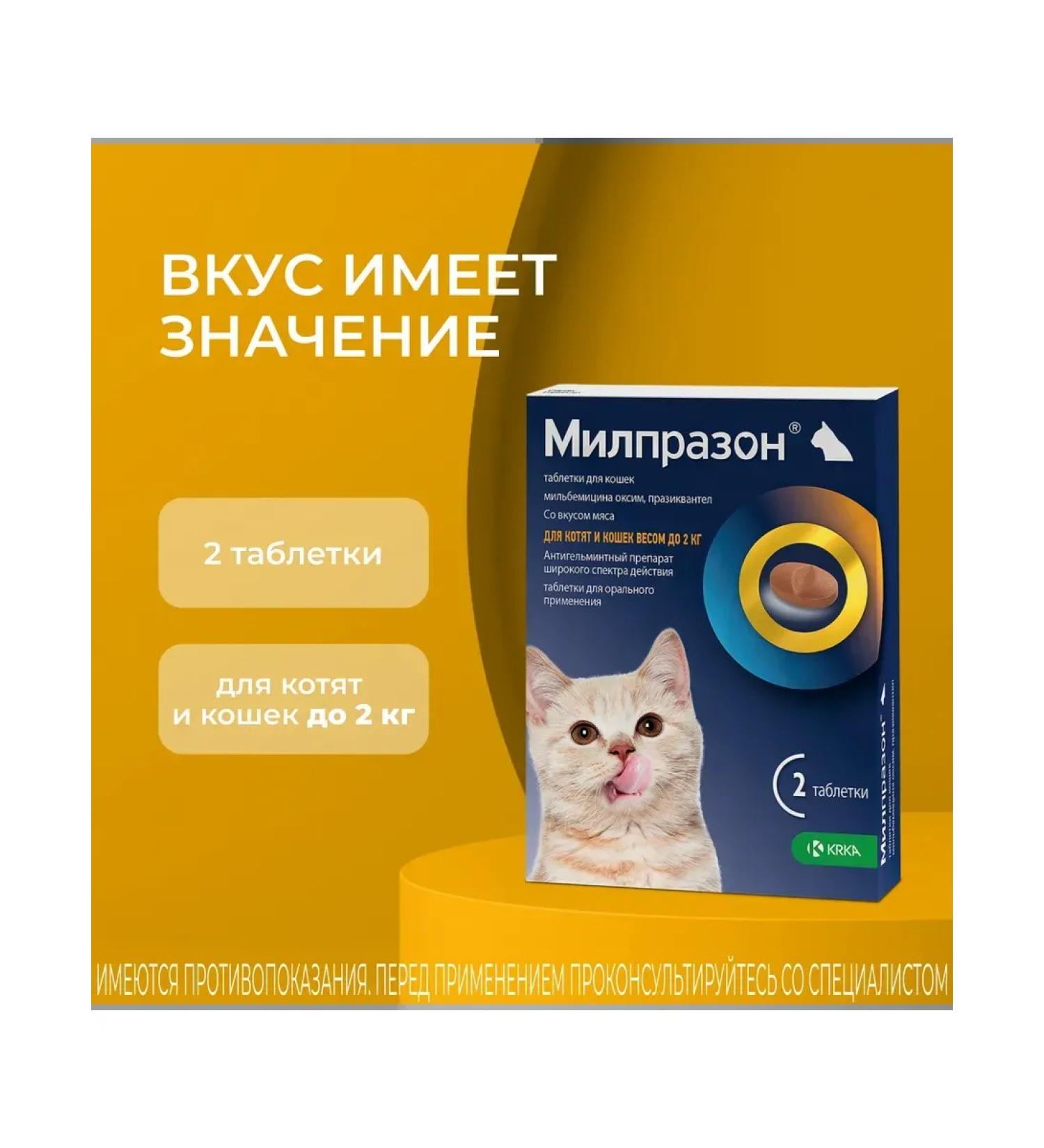 KRKA Milprazone tablets for kittens and cats weighing up to 2 kg 2 tab - Buy Online on GoSupps.com