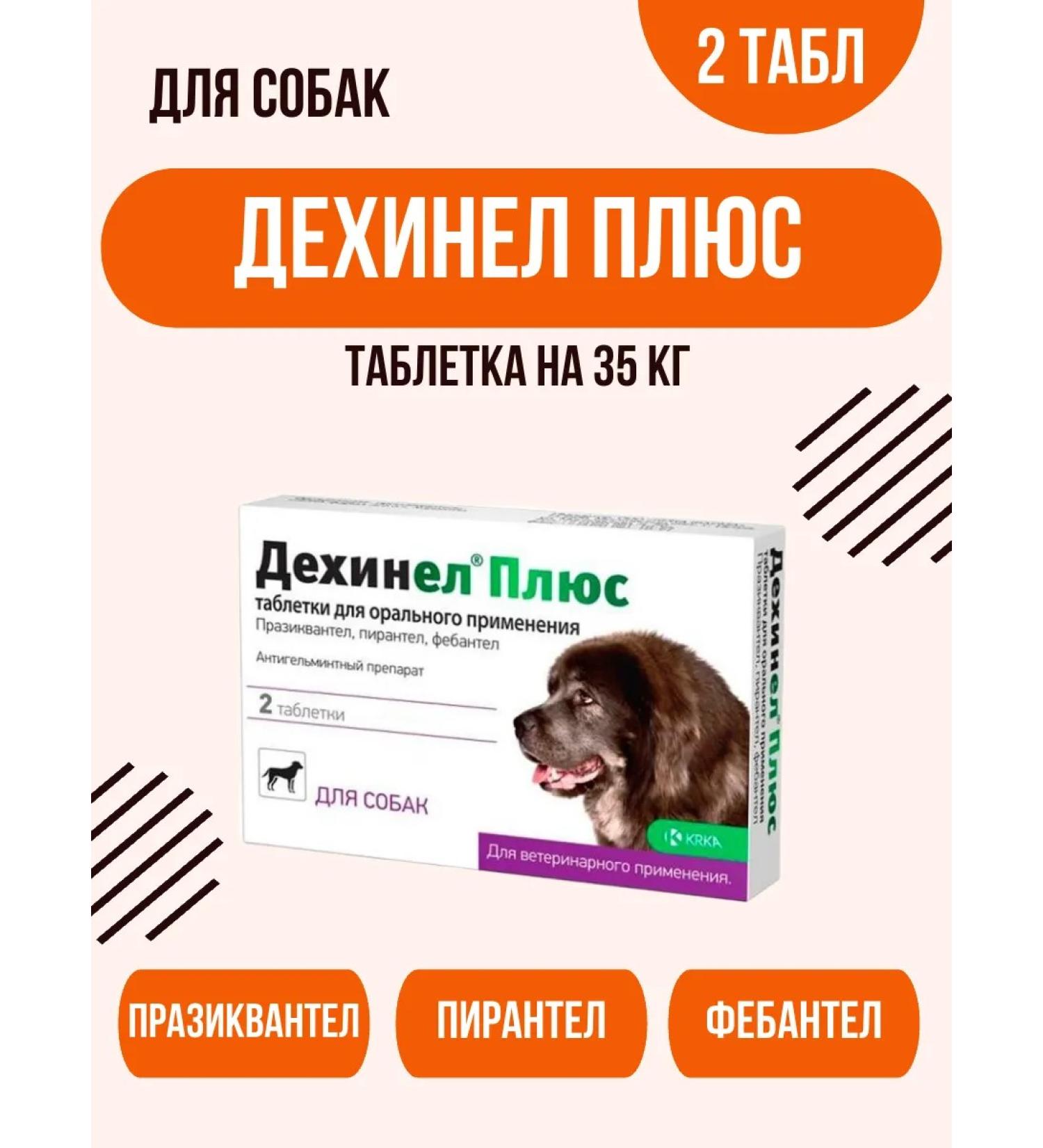 KRKA Dechinel plus for dogs of large breeds 2 tablets