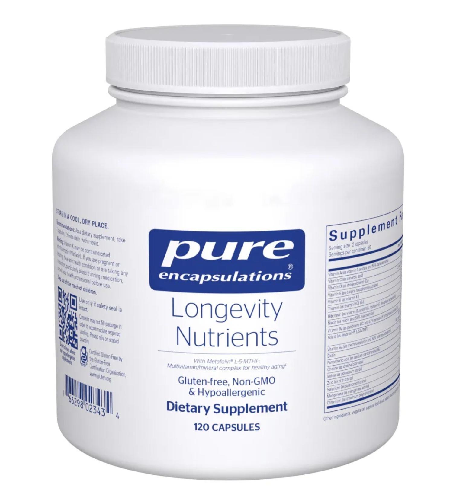 Pure Encapsulations Useful nutrients for longevity 180 capsules - Buy Online on GoSupps.com