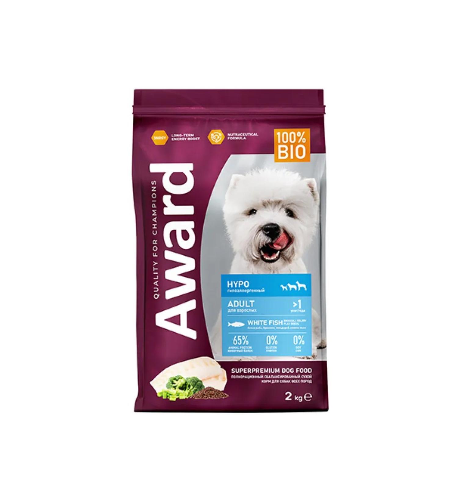 AWARD Dry food for dogs hypoallergenic with white fish 2 kg - Buy Online on GoSupps.com