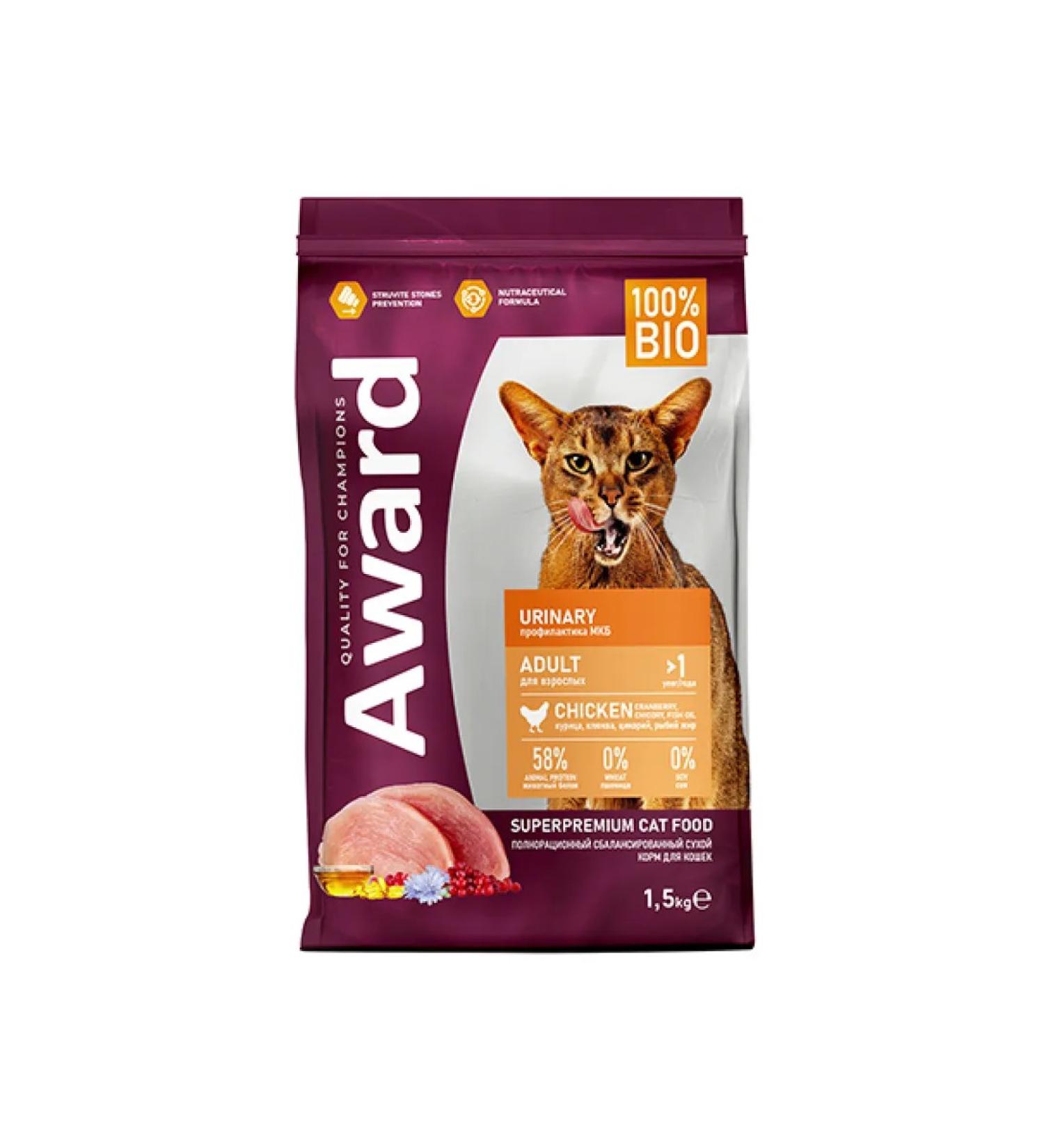 AWARD Dry food for cats Prevention of the ICD with chicken 1.5kg - Buy Online on GoSupps.com