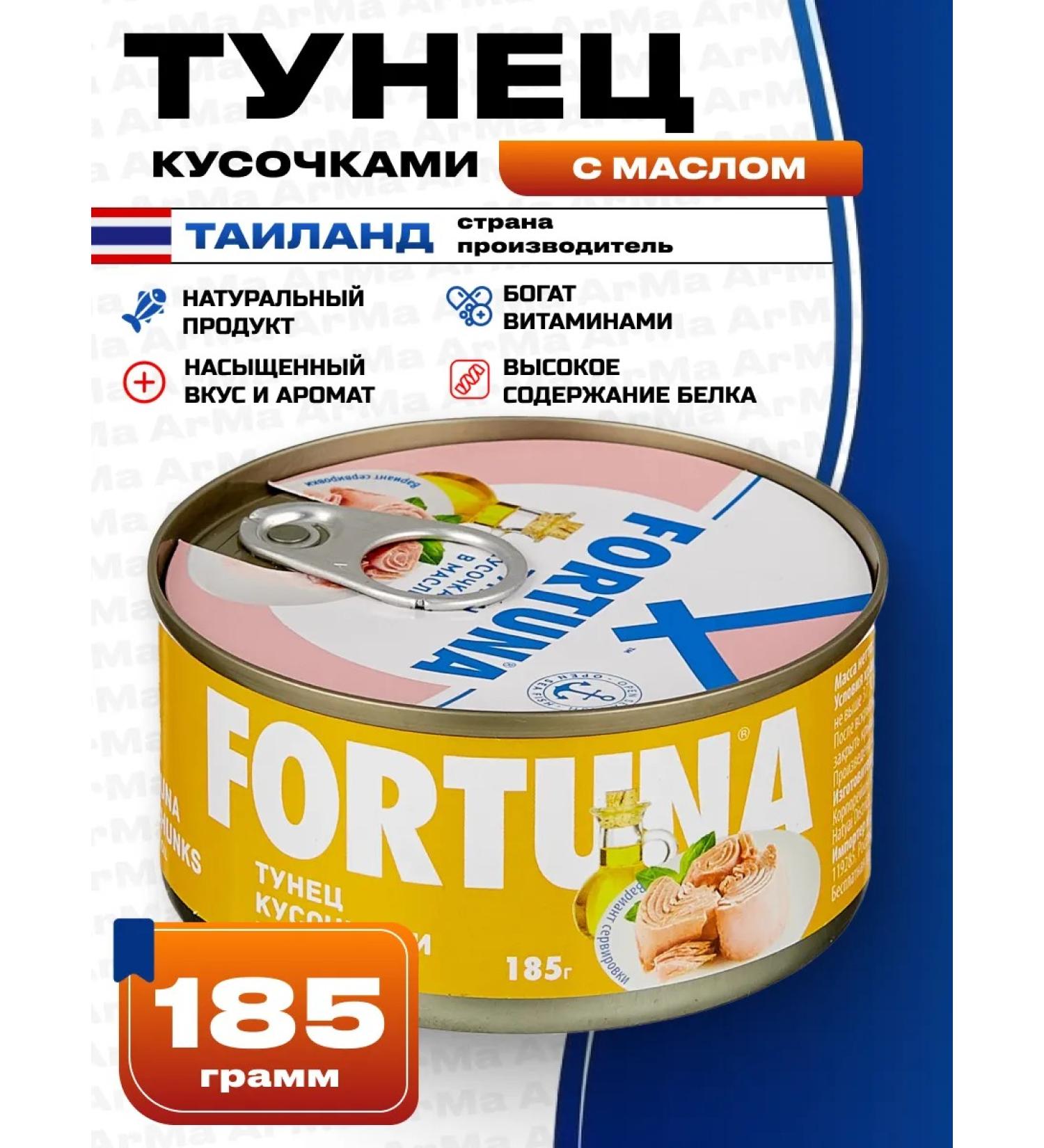 FORTUNA Tuna with pieces with butter canned fish 185g - Buy Online on GoSupps.com