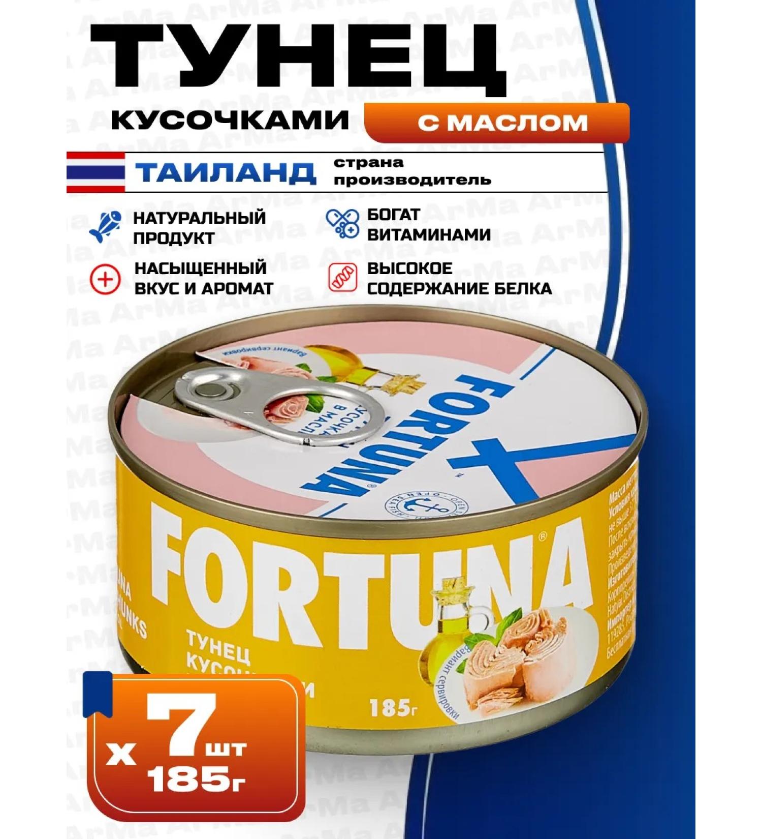 FORTUNA Tuna with pieces with butter canned fish 185 7 - Buy Online on GoSupps.com