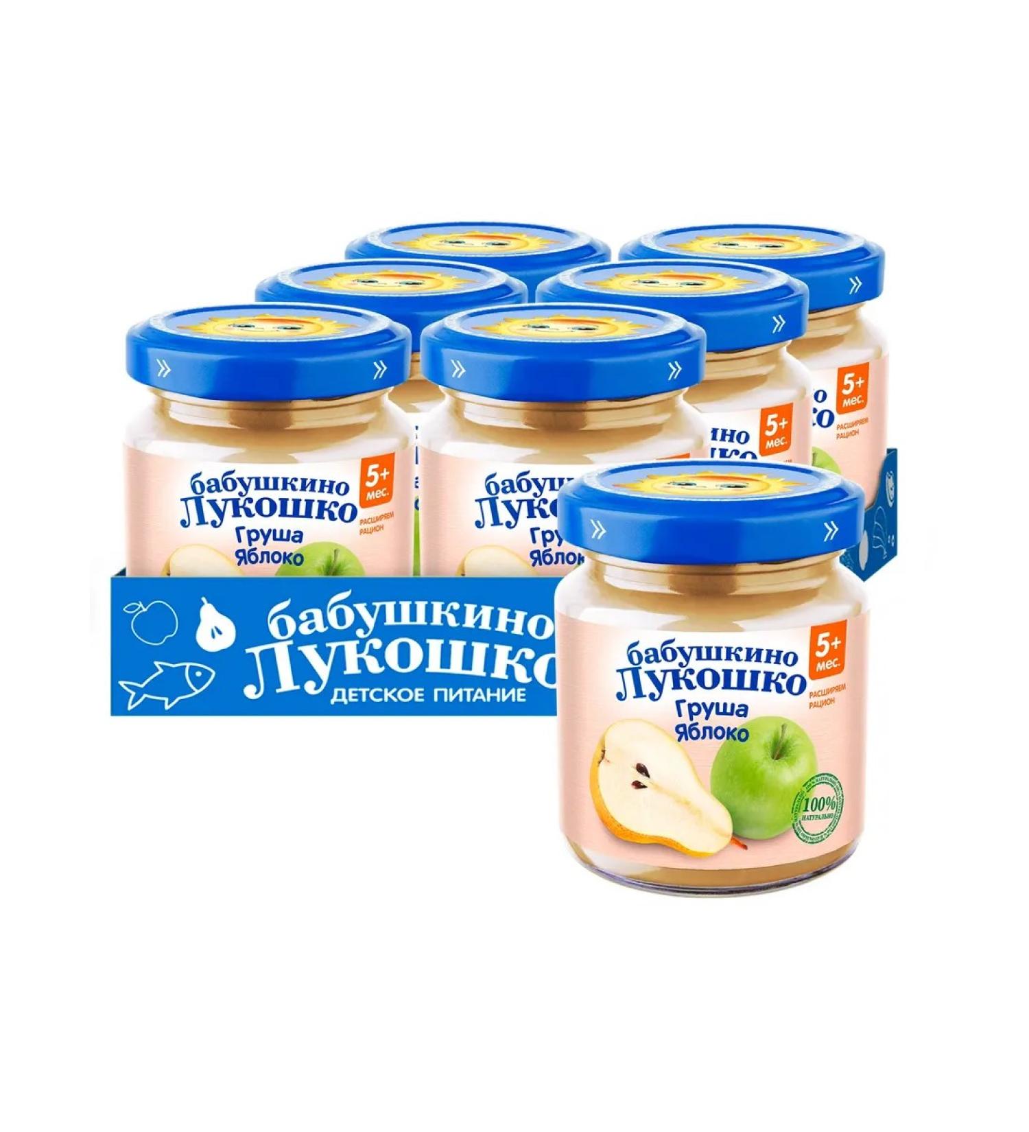 grandma's basket Puree children's fruit pear with an apple from 5 months 6pcs - Buy Online on GoSupps.com