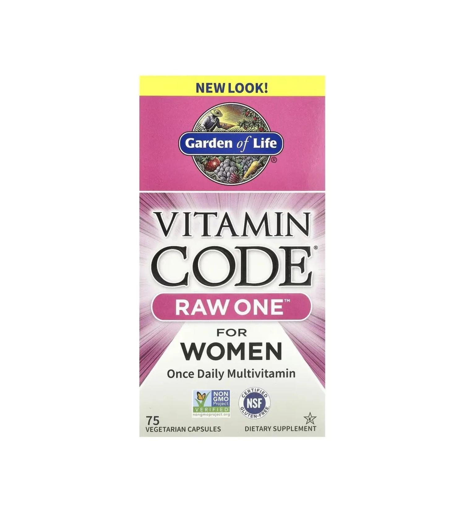 Garden of Life Vitamin Code Raw One multivitamins for women with probiotics 75 capsules - Buy Online on GoSupps.com