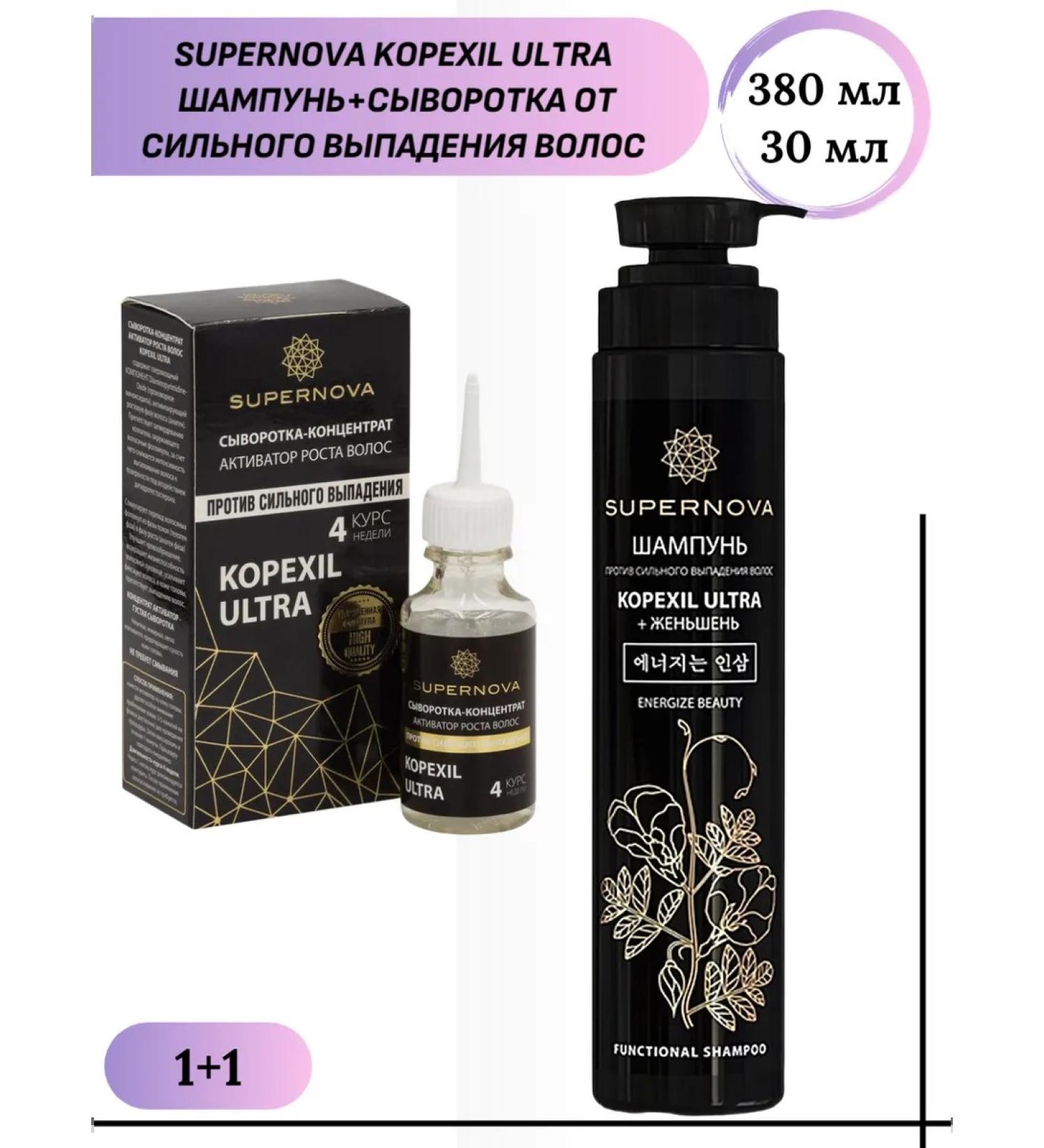 Supernova Kopexil ultra shampoo + serum from hair loss