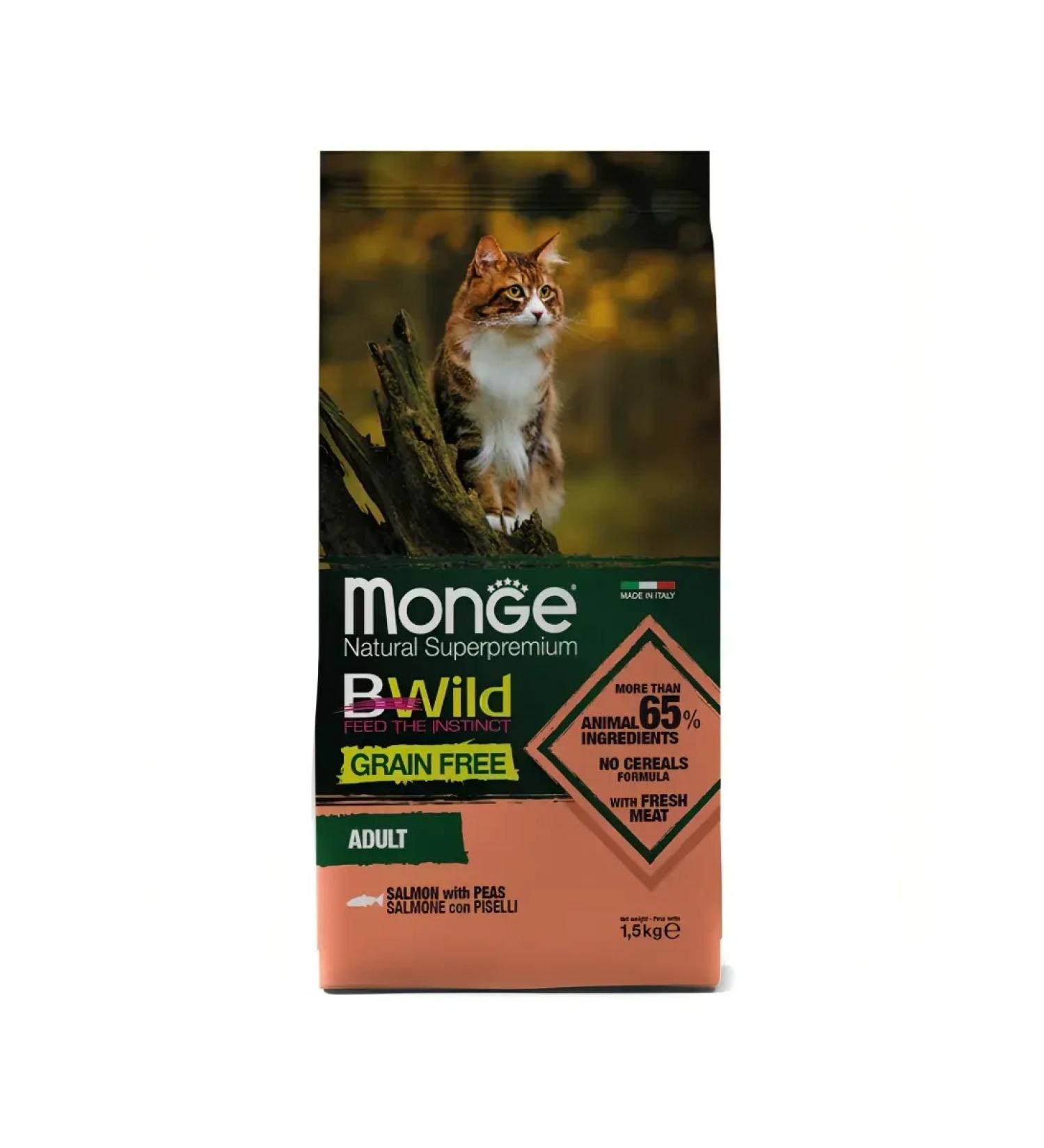 MONGE Bwild Grain Free for cats a bezelly salmon of 1.5 kg - Buy Online on GoSupps.com