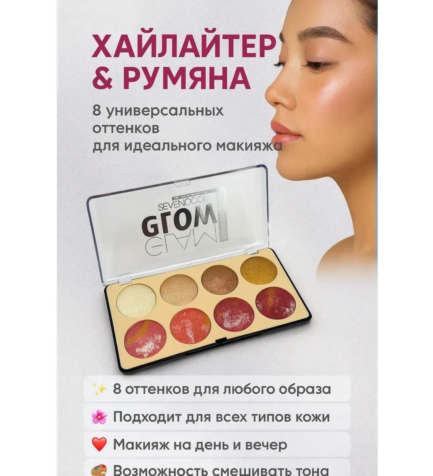 Mani Palette of highlighters and blush 8 universal shades - Buy Online on GoSupps.com