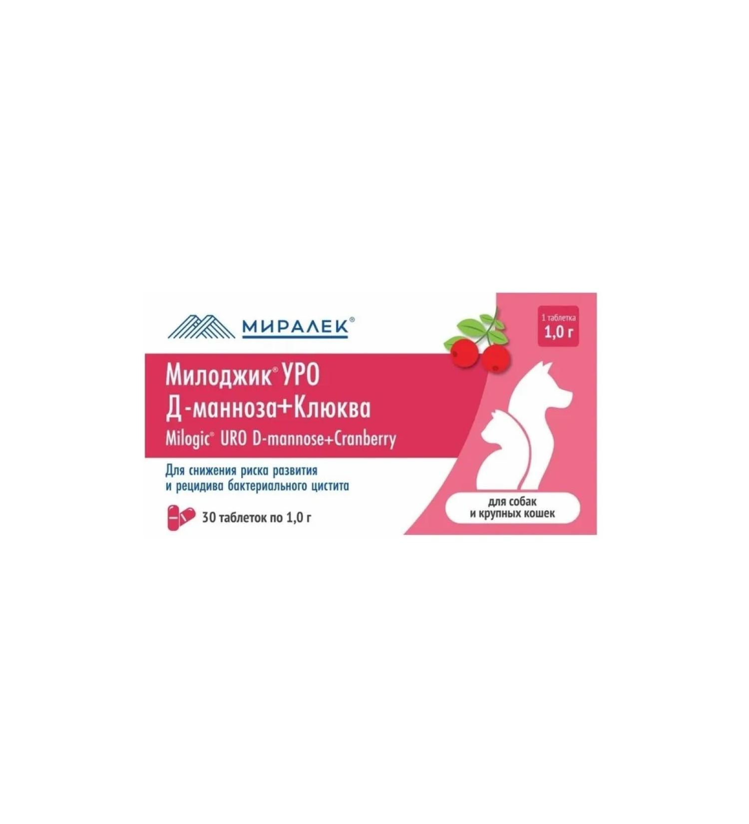 MIRALEK Milojik less d-mannose+cranberries for dogs and large