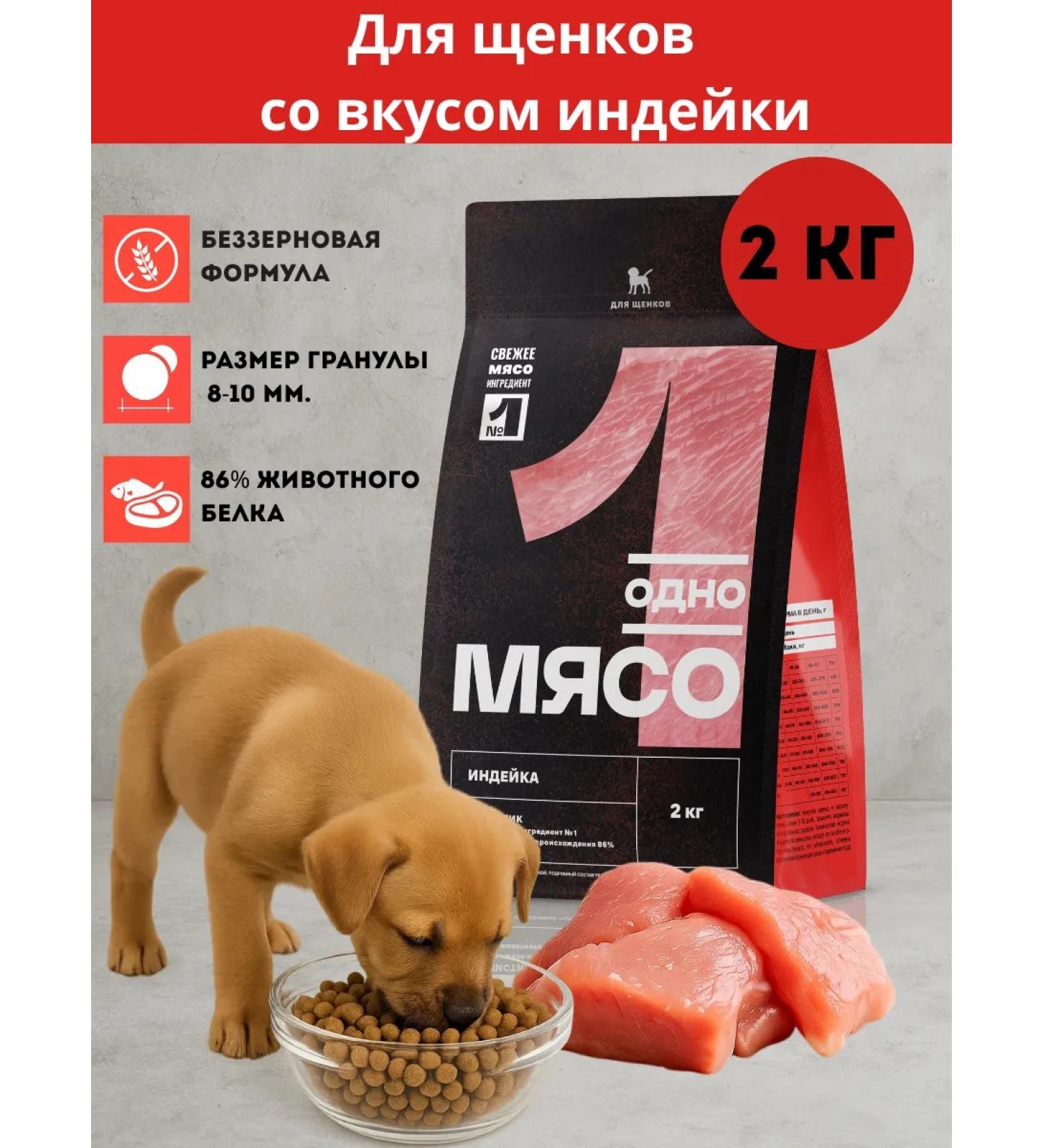 One Meat Dry food for puppies with turkey 2kg - Buy Online on GoSupps.com