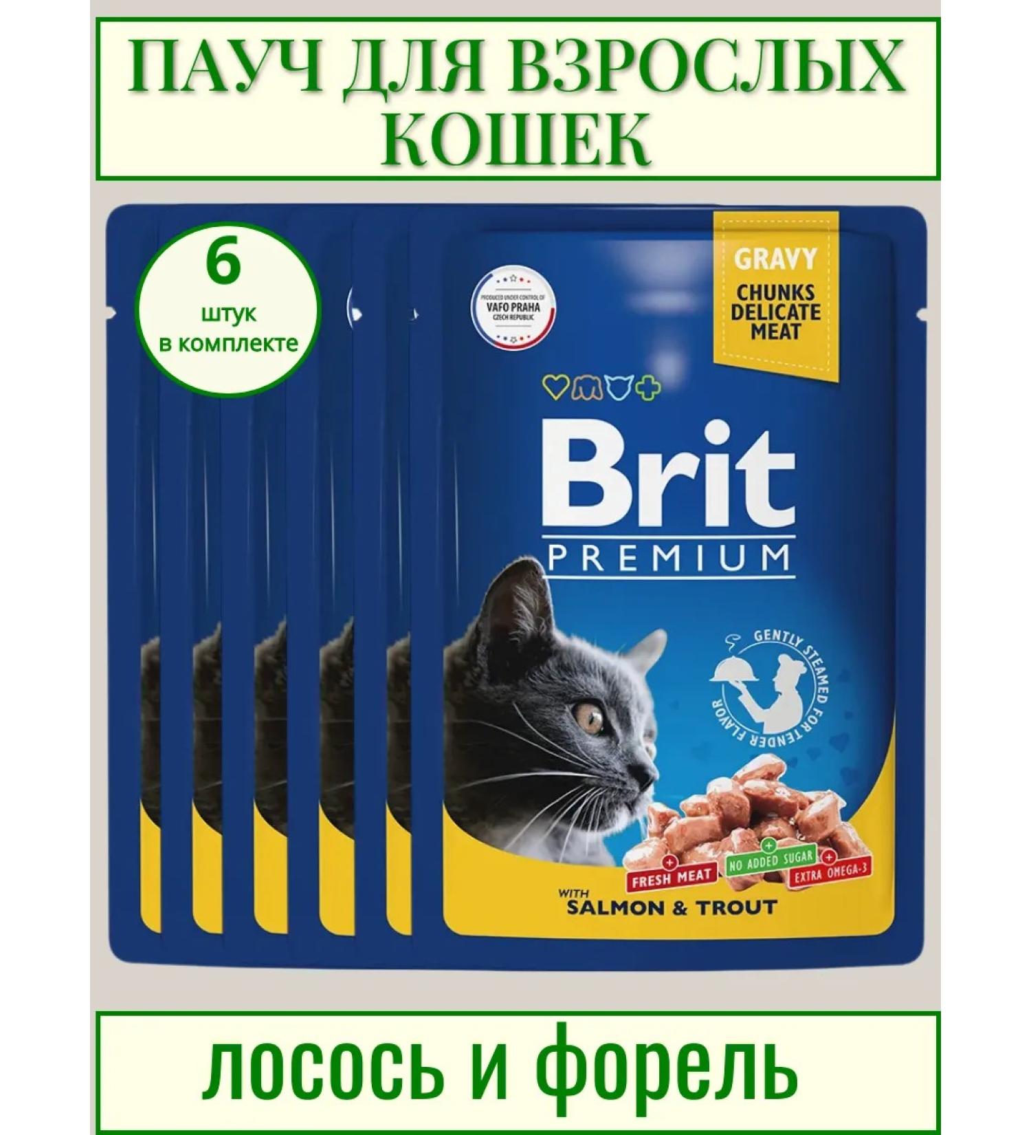 BRIT PREMIUM Feed for cats with salmon with trout 6 pcs x 85 g