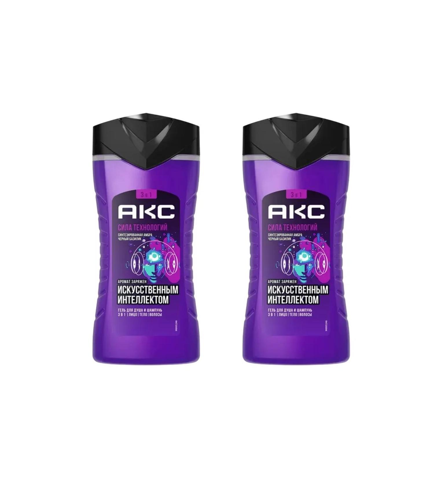 AKC Shower gel 3B1 "Technology Strength" Ambra and basil 2x250ml - Buy Online on GoSupps.com