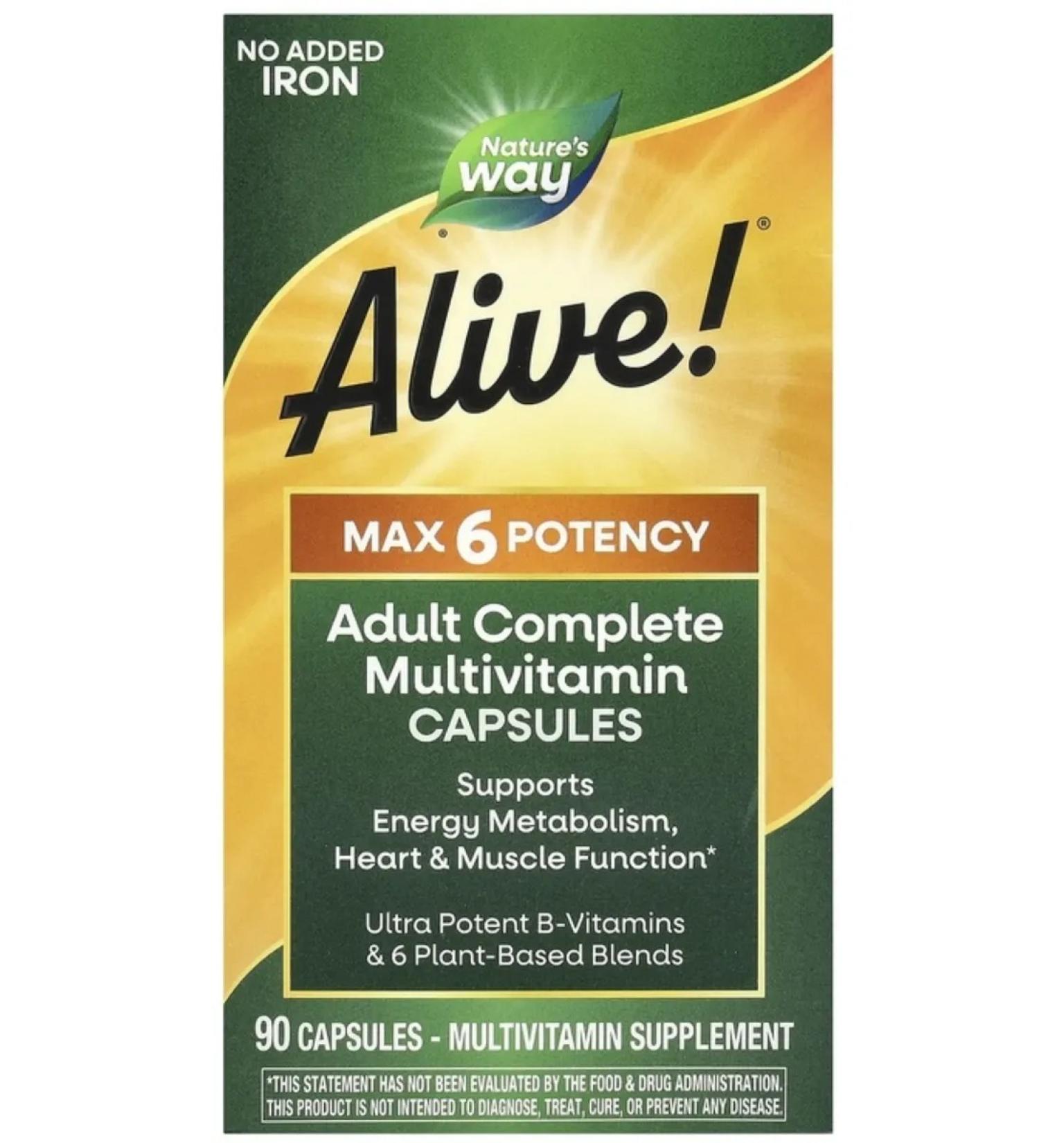 Nature's Way Alive! Nature's Way Max multivitamins effect without iron 90 cap - Buy Online on GoSupps.com