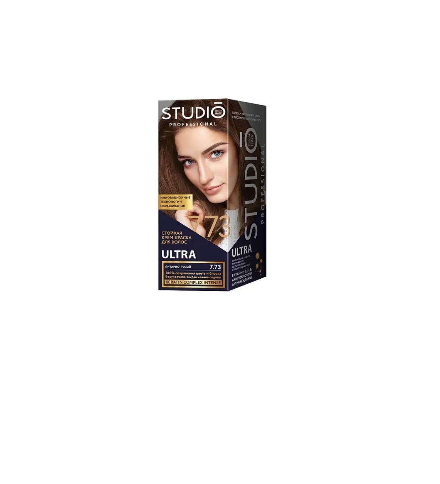 Studio Professional Hair dye Ultra 7.73 Amber-cornflower 115 ml - Buy Online on GoSupps.com