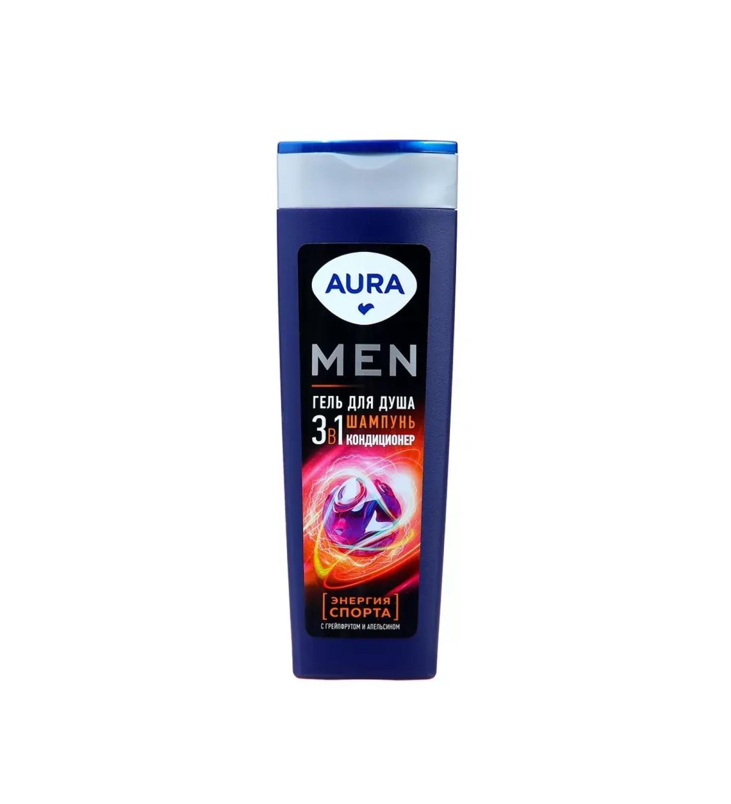 Aura Shower gel 3B1 men Energy of sports 380 ml - Buy Online on GoSupps.com