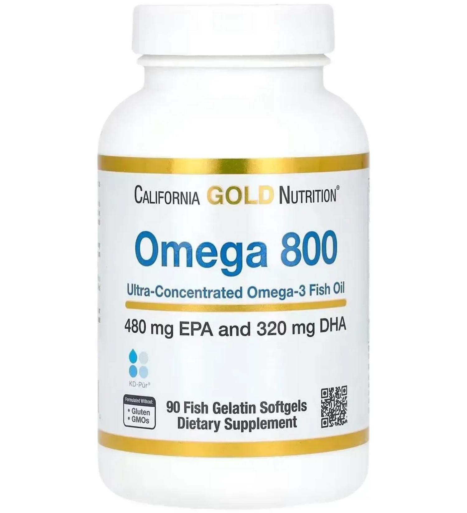 California Gold Nutrition Omega 800 (fish oil omega-3) 1000 mg 90 capsules - Buy Online on GoSupps.com