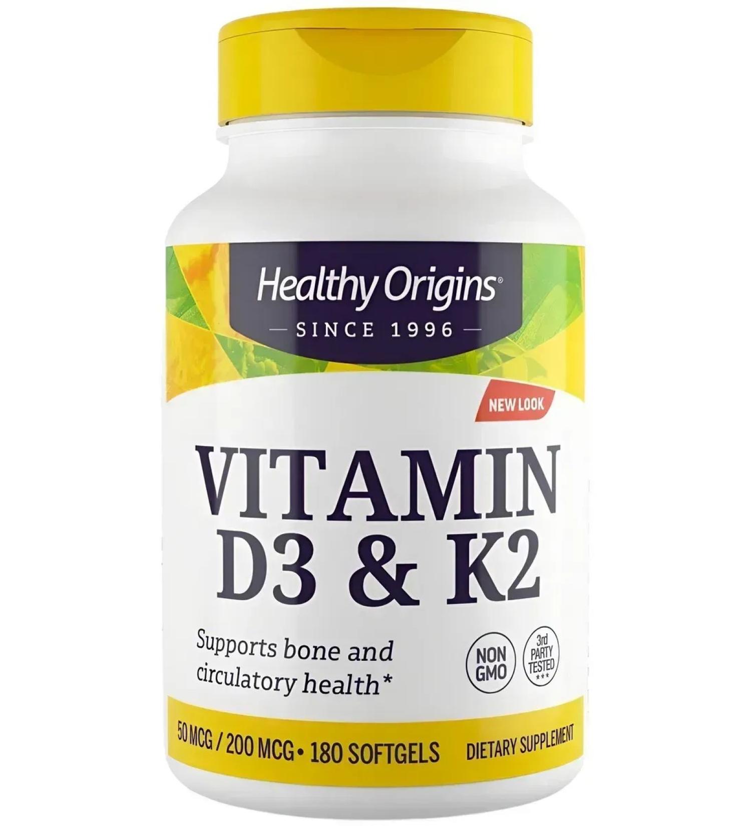 Healthy Origins Vitamin D3 2000 IU and K2 200 g 180 capsules
