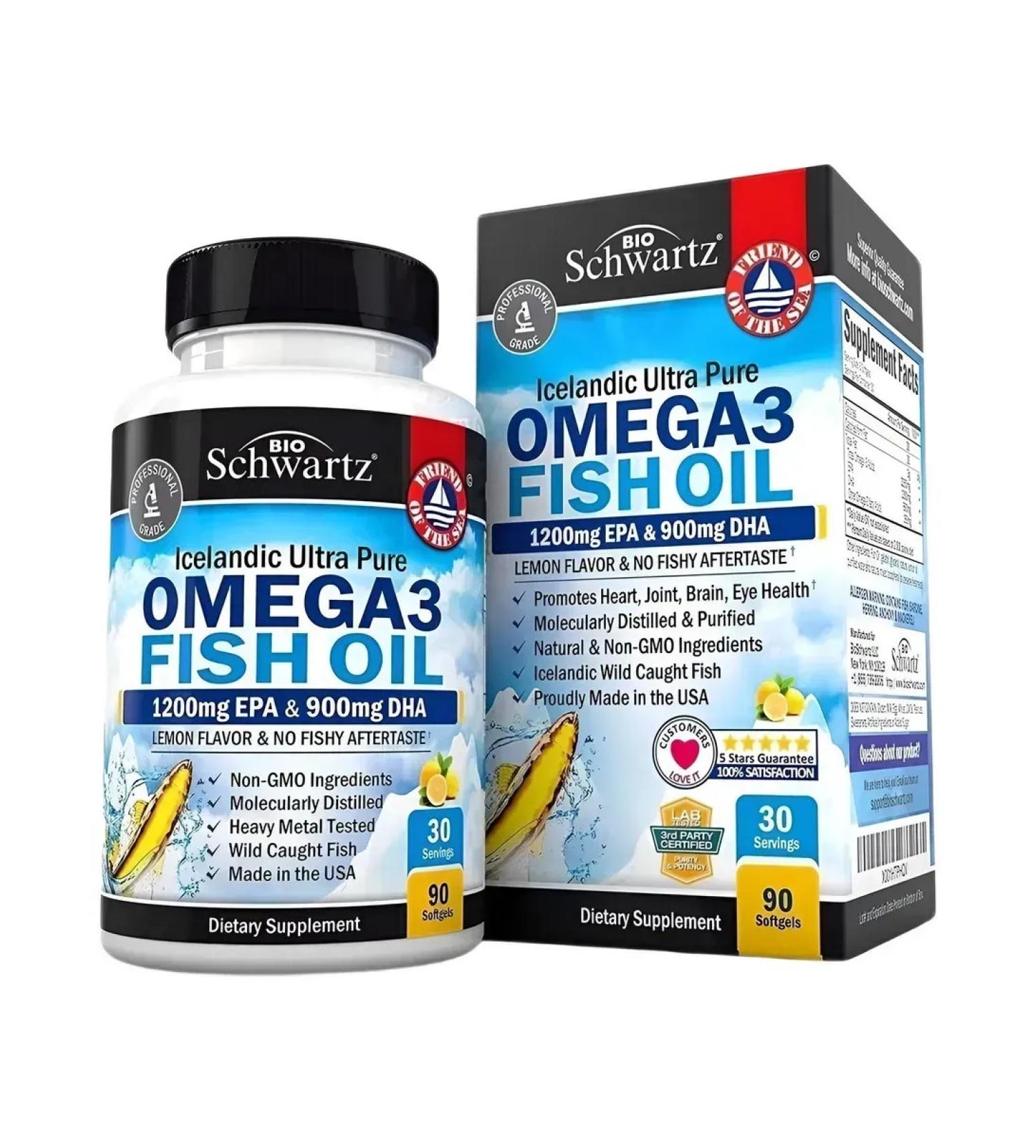 bioschwartz Omega 3 fish oil 90 capsules 2250 mg - Buy Online on GoSupps.com