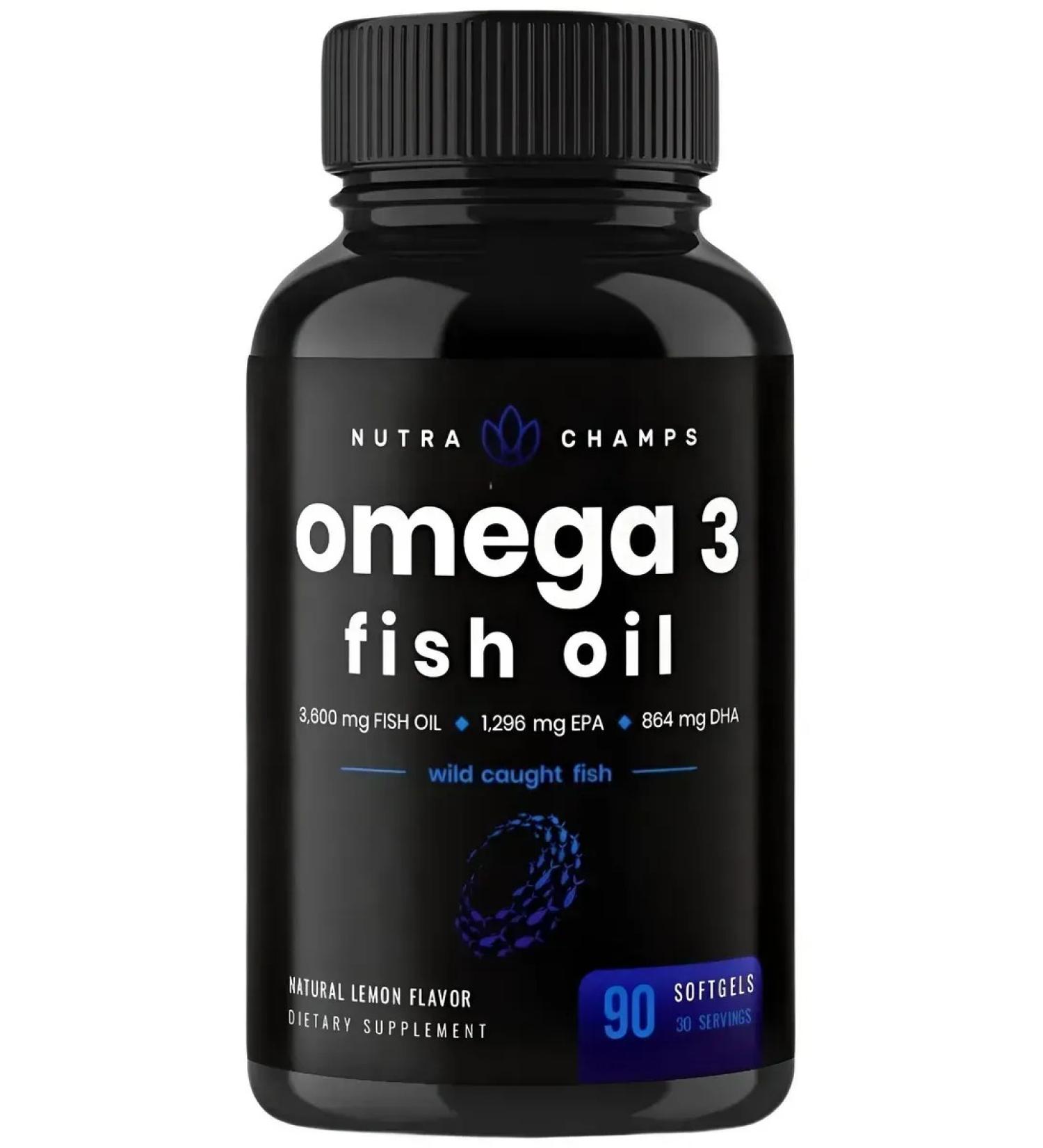 Nutra Champs Omega 3 fish oil 3600 mg 90 capsules - Buy Online on GoSupps.com