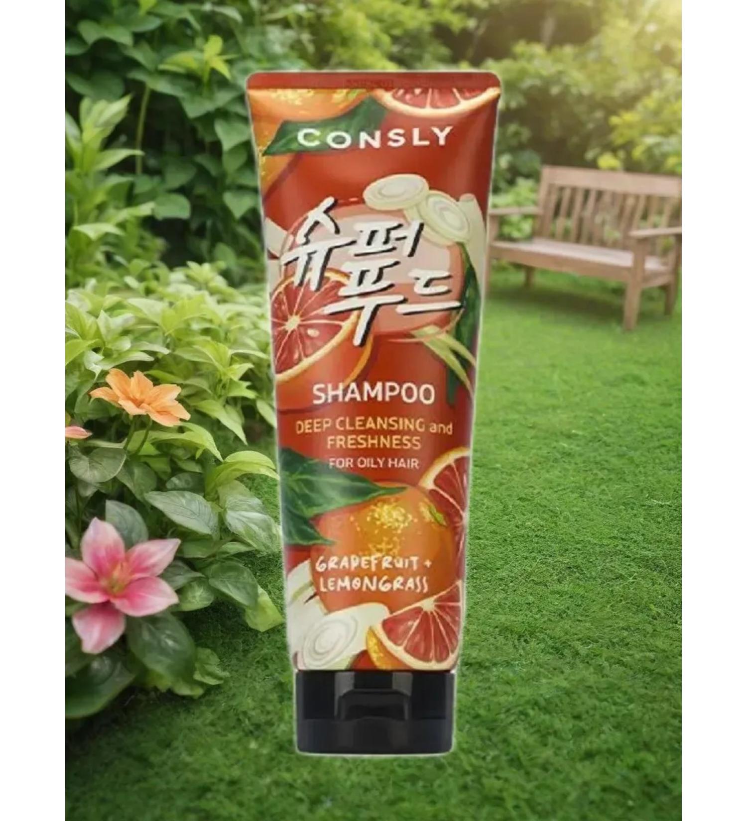 CONSLY The shampoo is deeply cleansing with grapefruit extracts