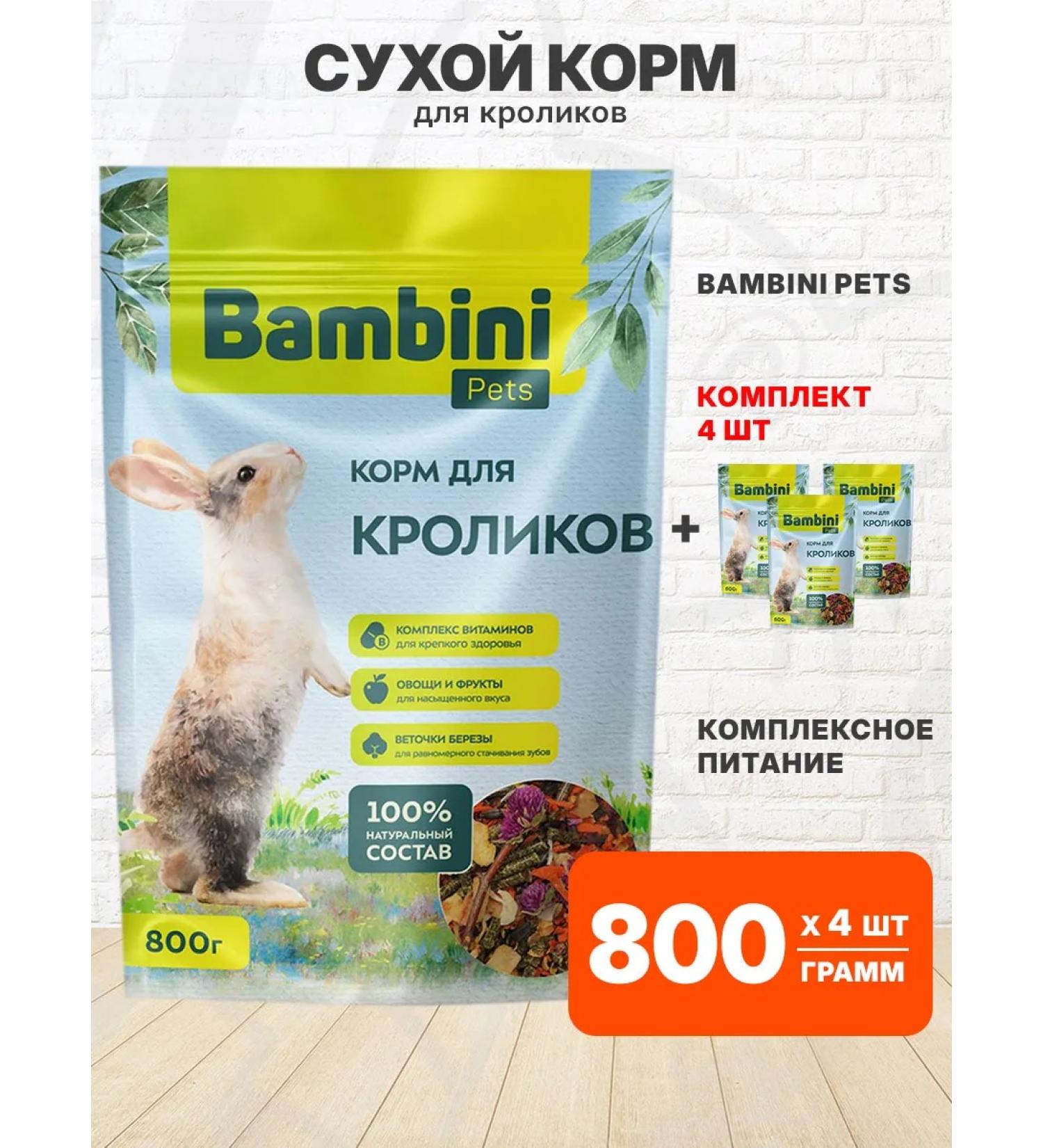 Bambini Pets Dry food for rabbits 800 g 4 pcs - Buy Online on GoSupps.com