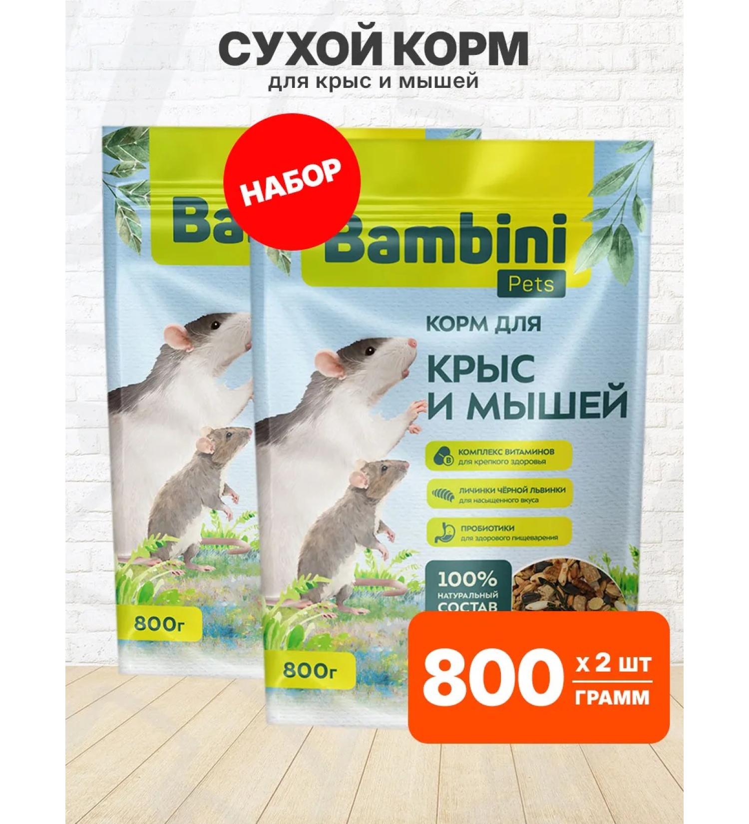 Bambini Pets Dry food for rats of mice 800 g 2 pcs - Buy Online on GoSupps.com
