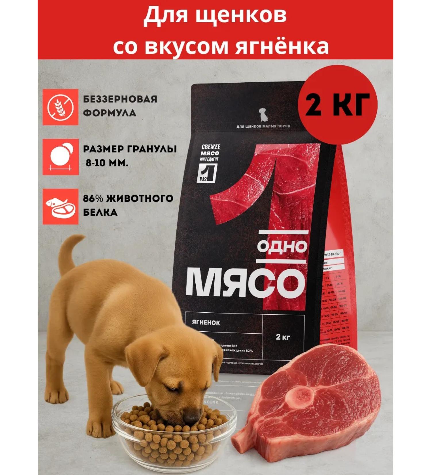 One Meat Dry food for puppies with lamb 2kg - Buy Online on GoSupps.com