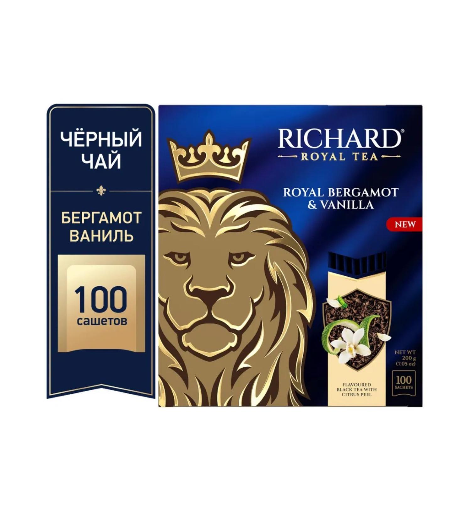 Richard Black tea Royal Bergamot & Vanilla 100 bags - Buy Online on GoSupps.com