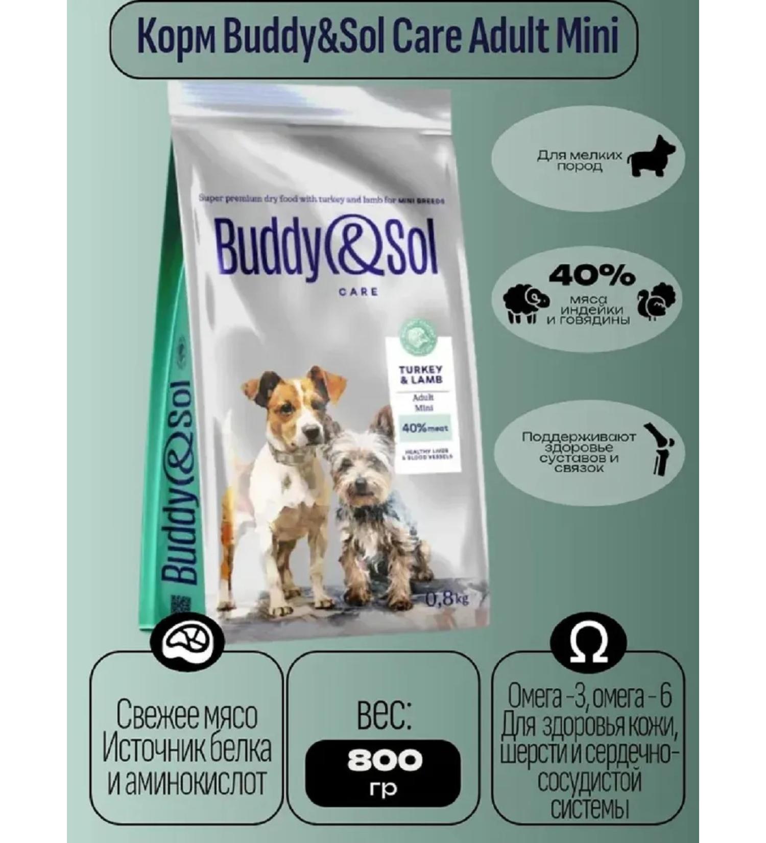 Buddy&Sol Dry food with turkey and lamb for dogs mini in mines 800g