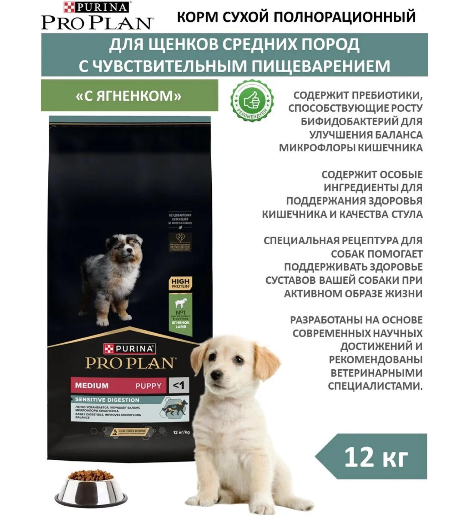 Pro Plan dry food for medium-sized puppies with lamb 12 kg - Buy Online on GoSupps.com