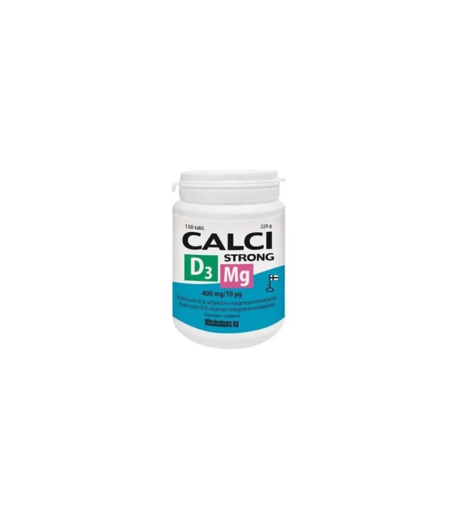 Calci Strong + Magnesium + D3 (Calcium Magnesium Vitamin D3) - 150 tablets Vitabalans (Finland)