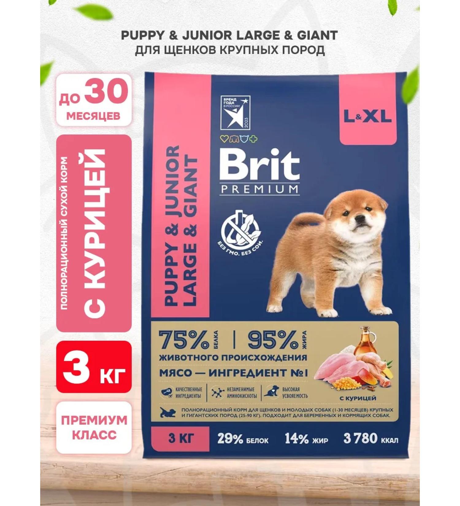Brit Dry Premium food of large giant puppies chicken 3 kg - Buy Online on GoSupps.com