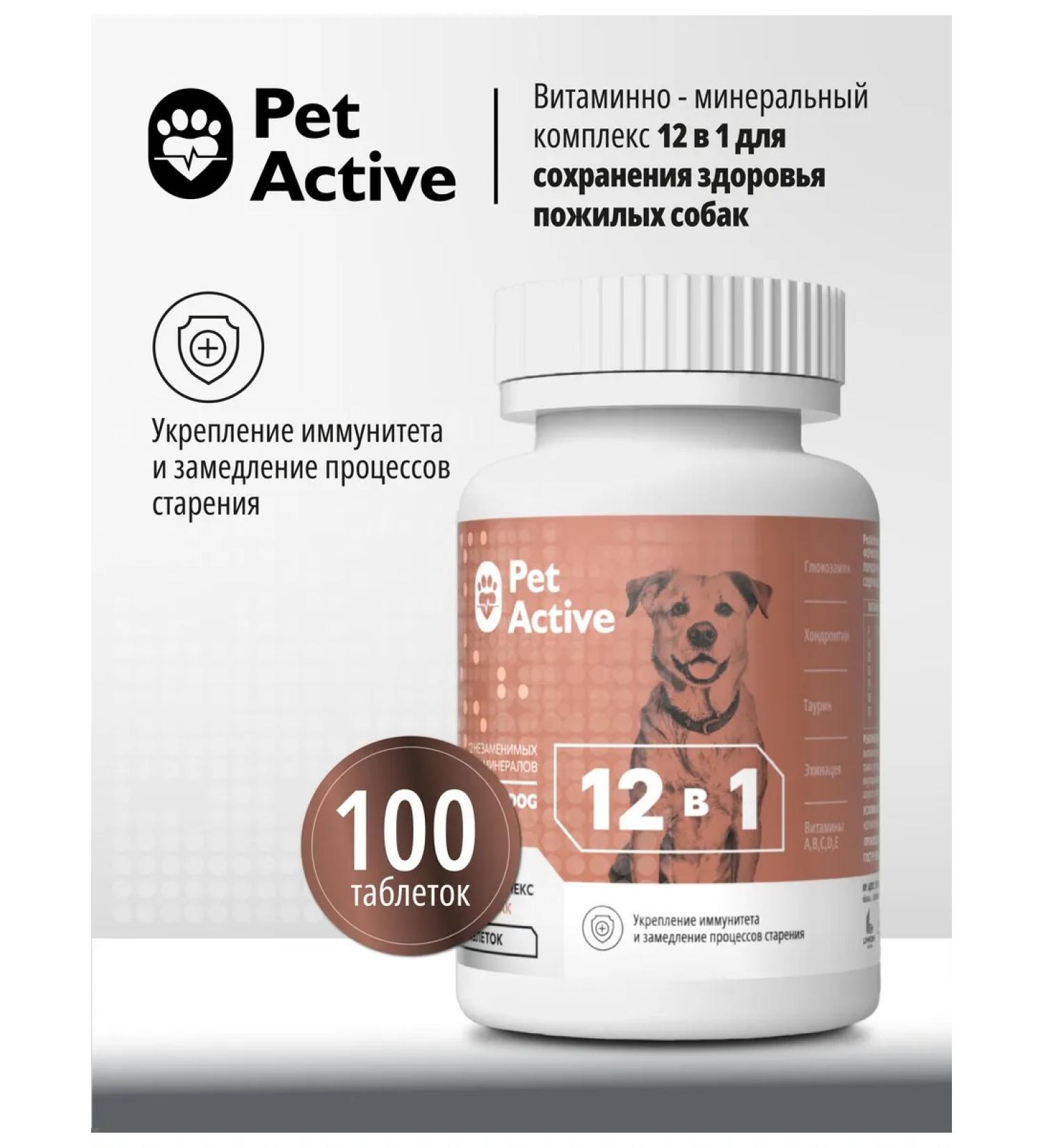 PetActive Vitamins 12 V 1 for elderly dogs 100 tablets - Buy Online on GoSupps.com