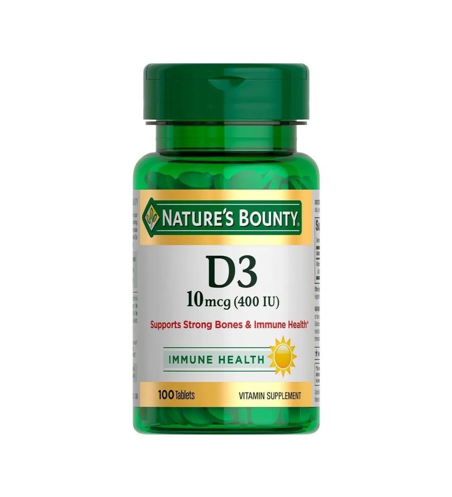 Nature's Bounty Vitamin D3 400MU N100 Table 250mg Natures Bounty