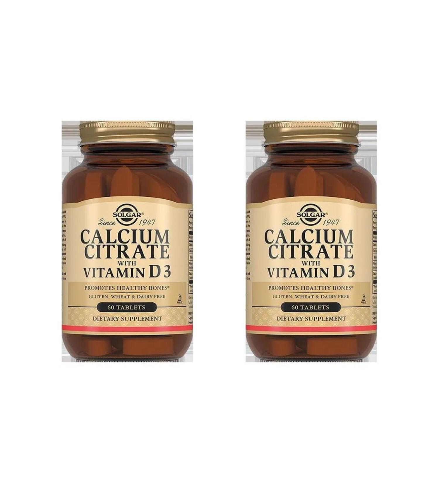 SOLGAR Calcium citrate with vitamin D3 N60 table 1602mg - 2pcs - Buy Online on GoSupps.com