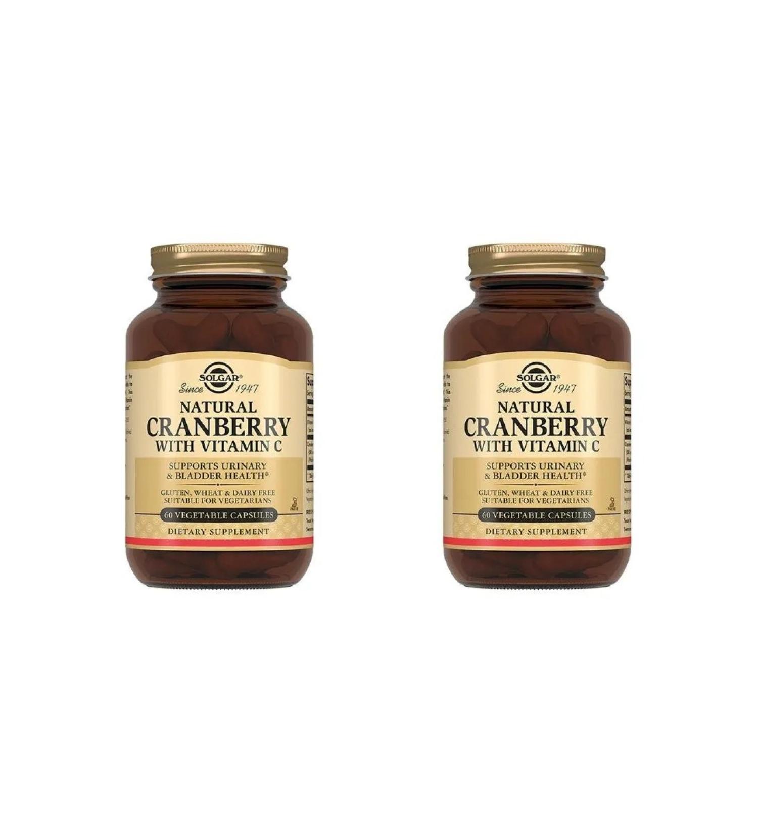 SOLGAR Natural cranberry with vitamin C N60 caps - 2pcs - Buy Online on GoSupps.com