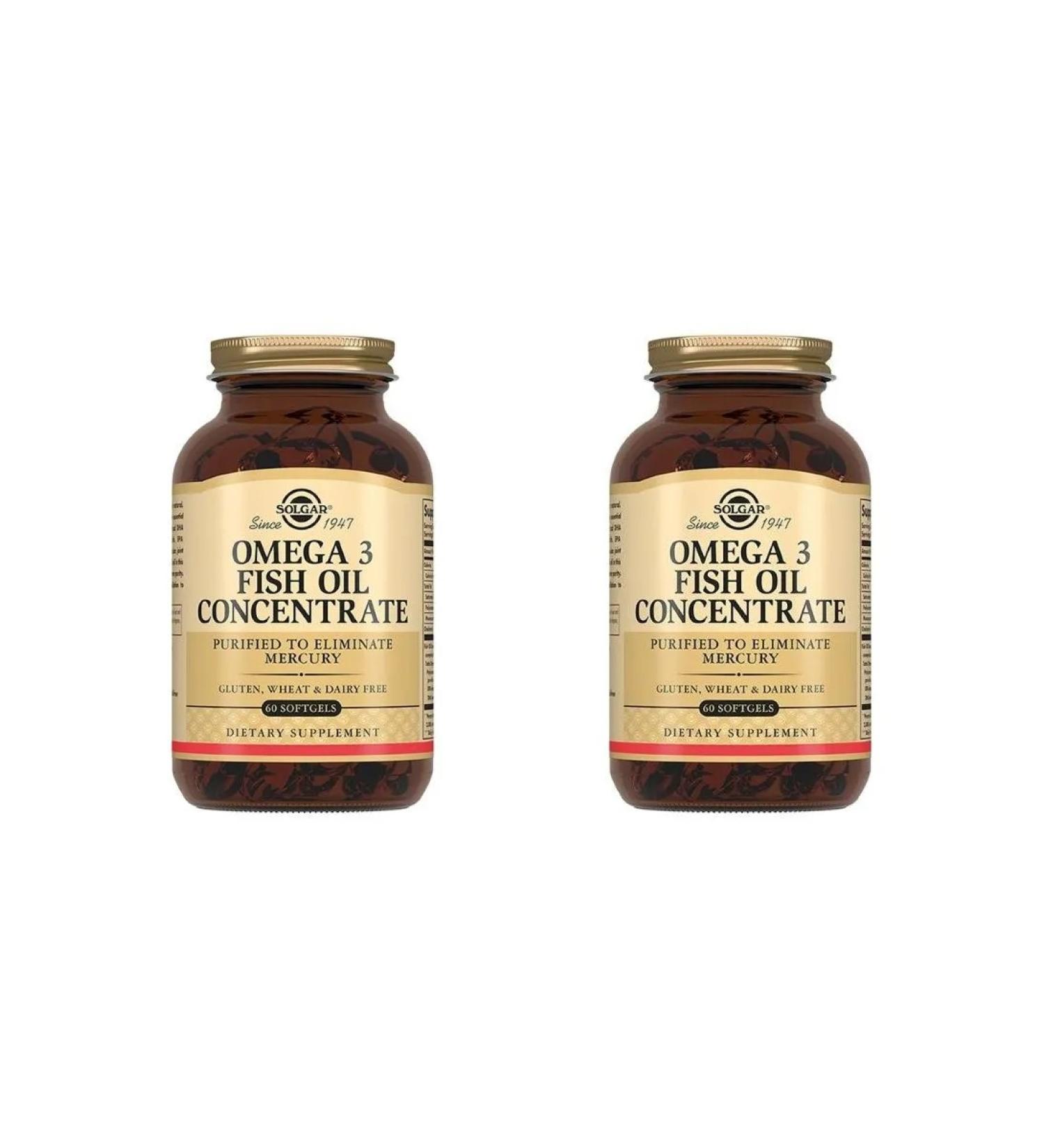 SOLGAR Omega -3 n60 caps - 2pcs fish oil concentrate - Buy Online on GoSupps.com