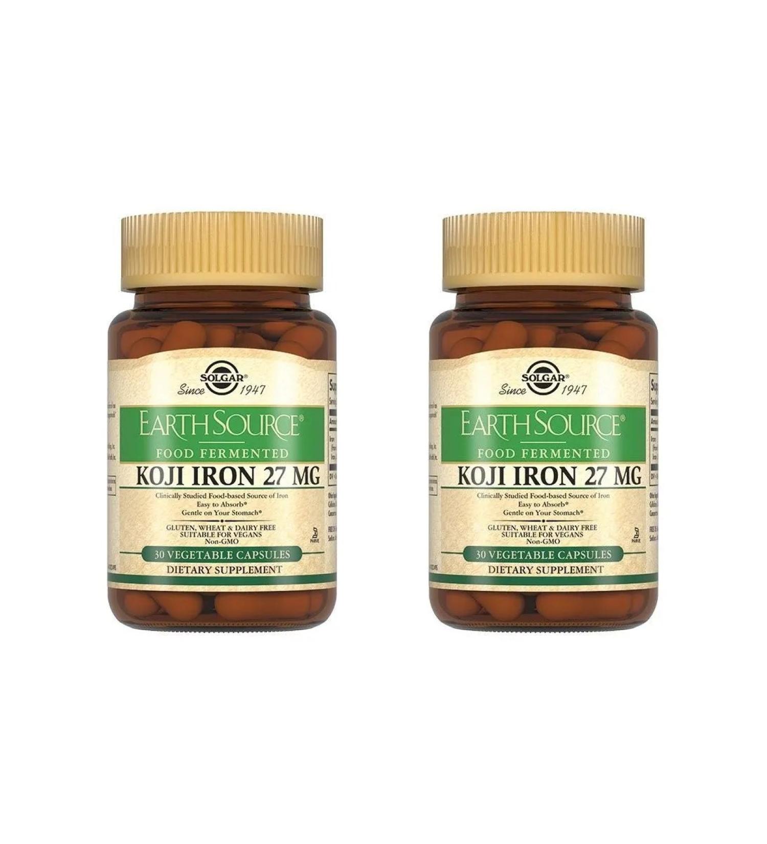 SOLGAR iron 27mg in the enzyme culture of Kodzhi N30 cap - 2pcs - Buy Online on GoSupps.com