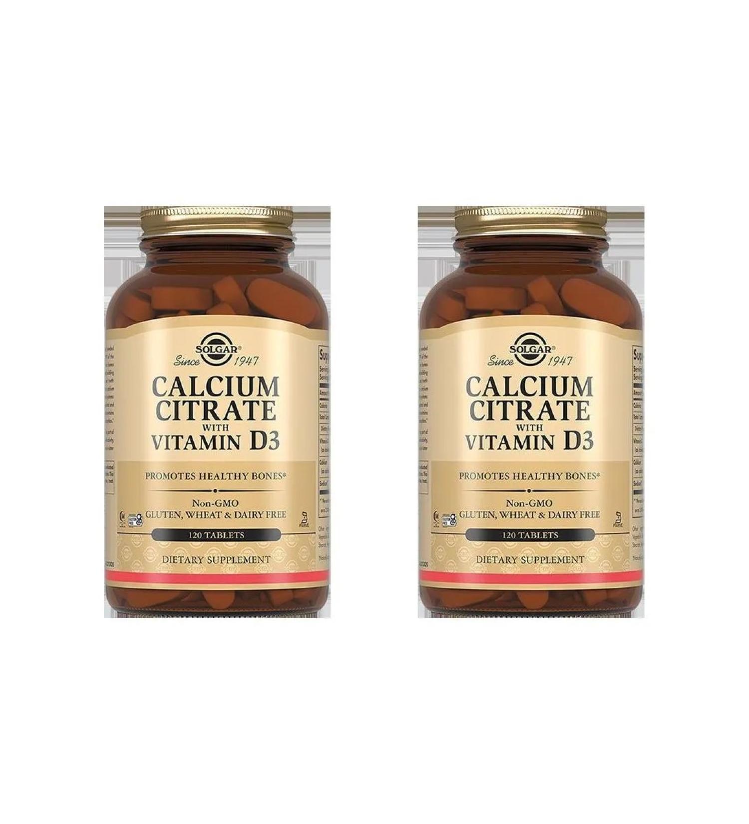 SOLGAR Calcium citrate with vitamin D3 N120 table 1602mg - 2pcs - Buy Online on GoSupps.com