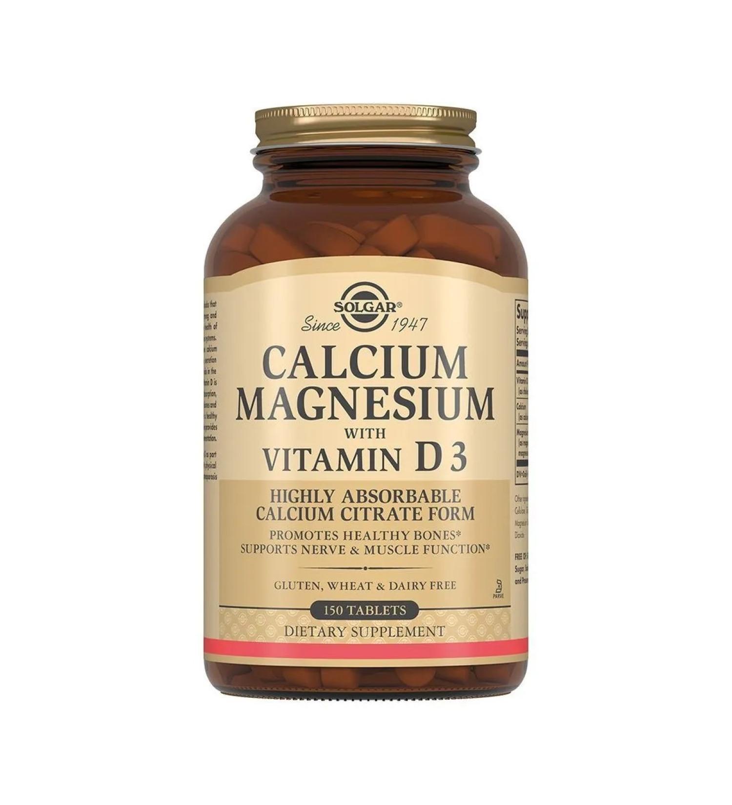 SOLGAR Calcium-mugniums with vitamin D3 N150 table 1571MG - Buy Online on GoSupps.com