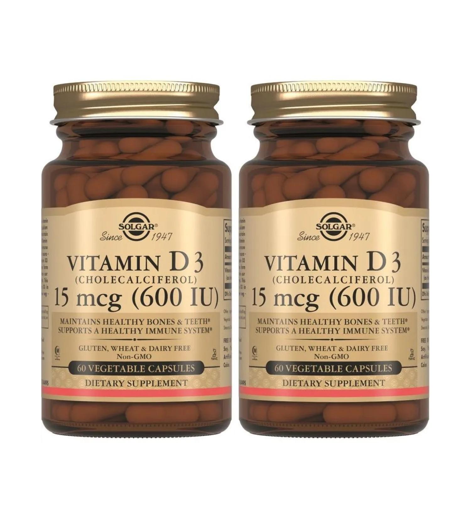SOLGAR Vitamin D3 600MU N60 caps 240mg - 2pcs - Buy Online on GoSupps.com