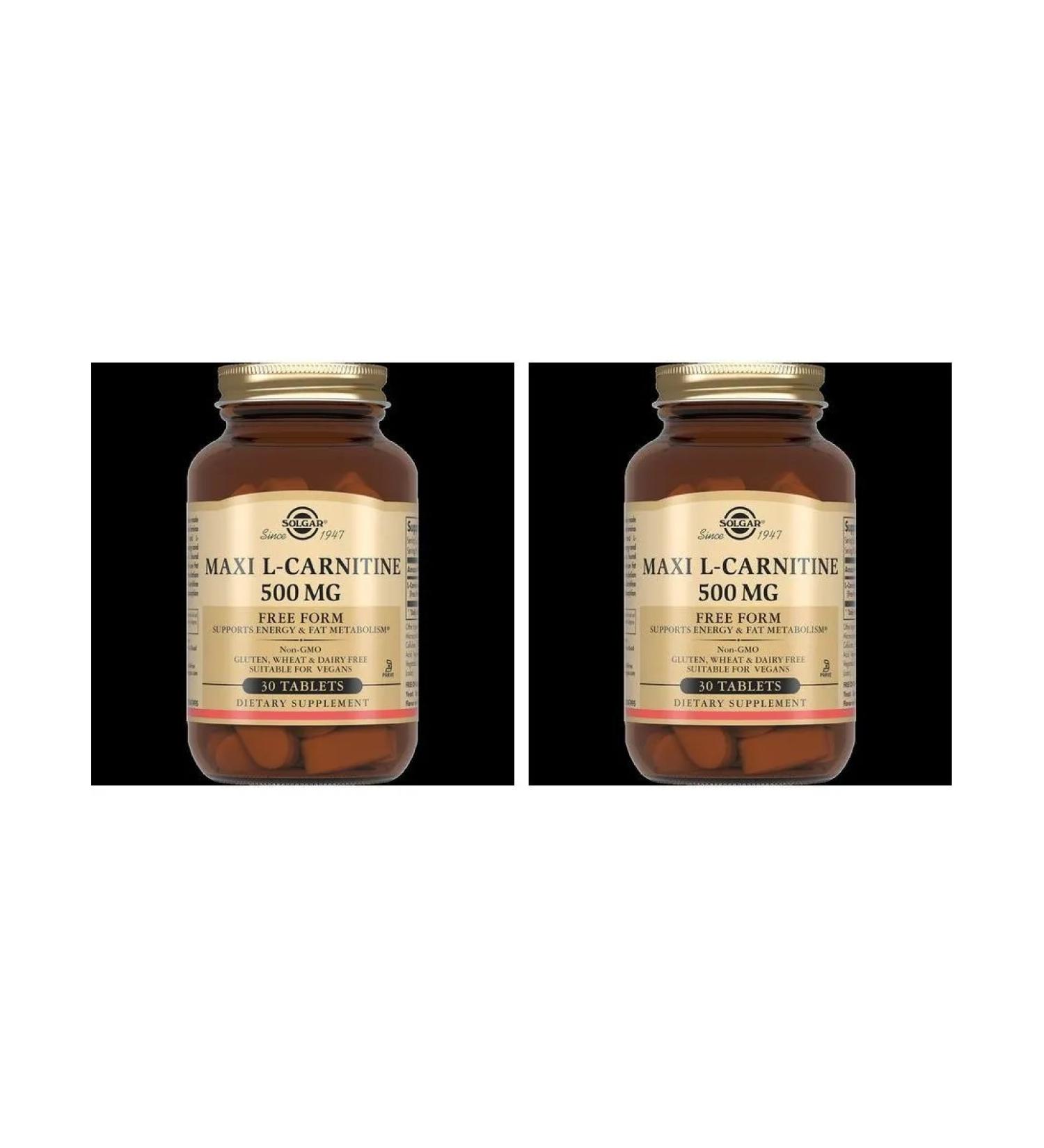 SOLGAR L -carnitine 500MG N30 table 1338 mg - 2pcs - Buy Online on GoSupps.com