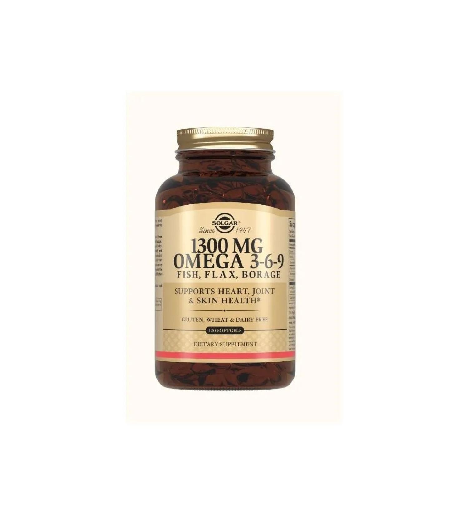 SOLGAR Fatty acid complex 1300 mg omega 3-6-9 n120 caps - Buy Online on GoSupps.com