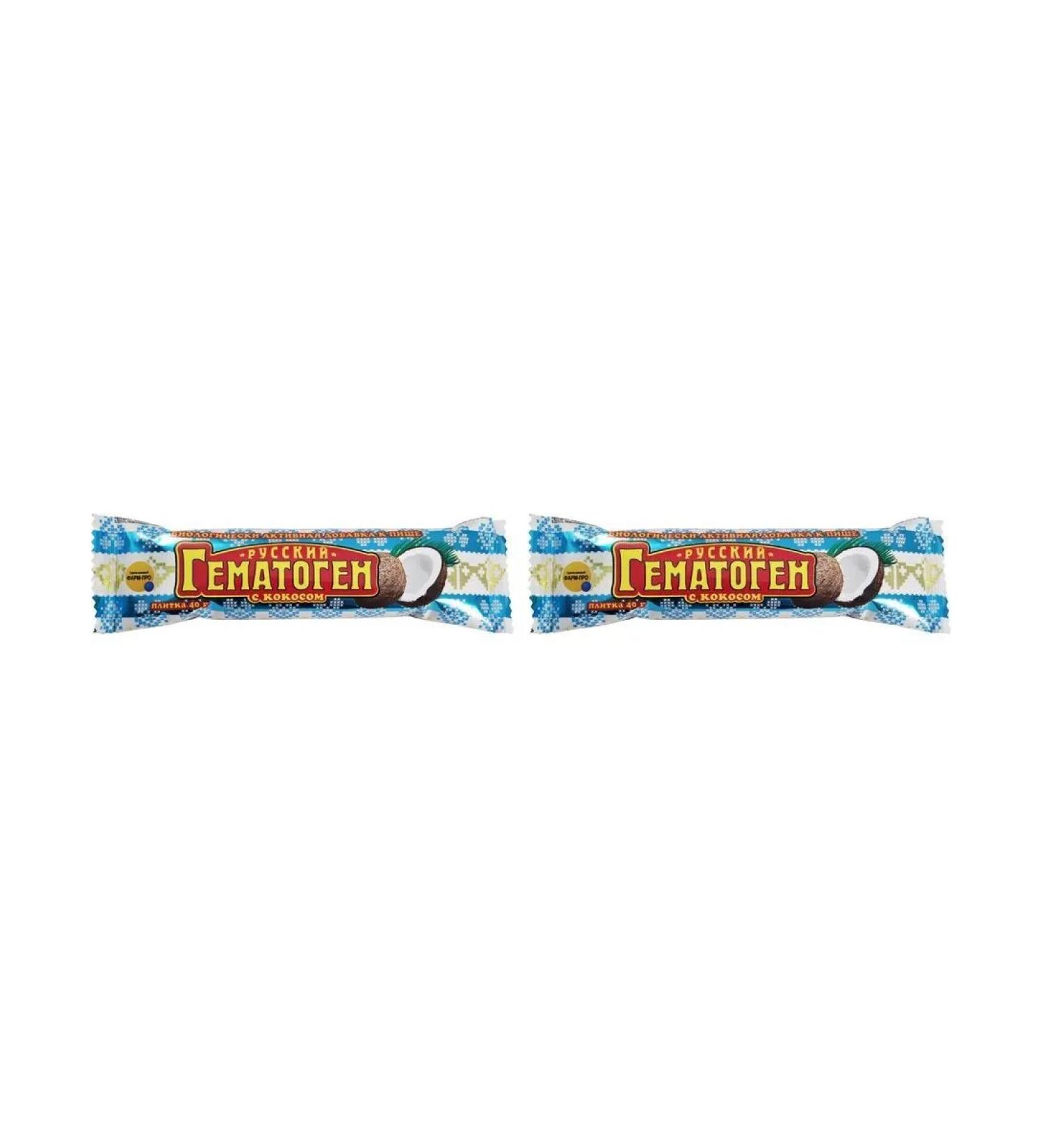 Pharmpro PC LLC Russian hematogen with coconut 40.0 tiles - 2pcs - Buy Online on GoSupps.com