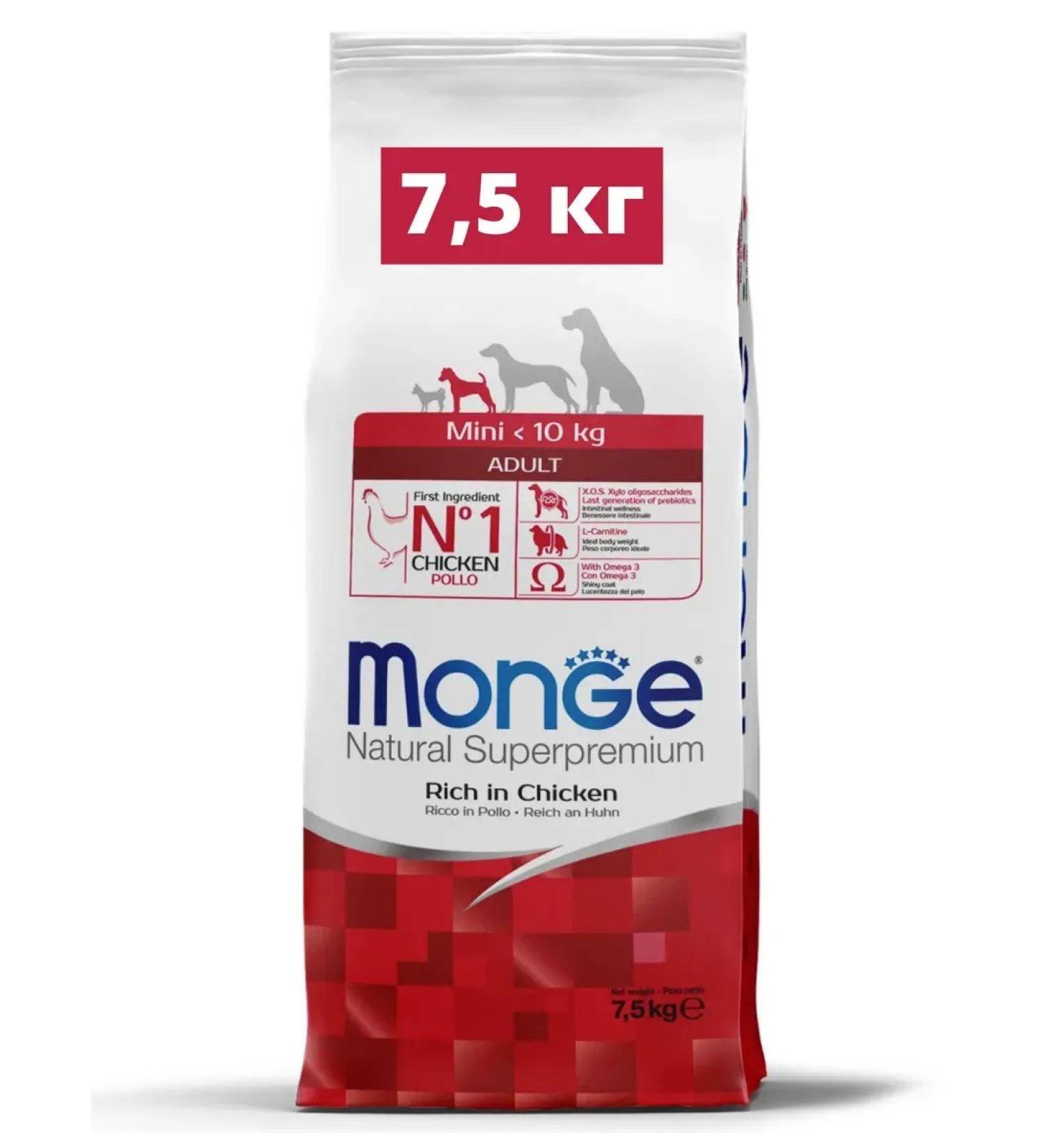 MONGE Mini adult food for small dogs with chicken 7.5 kg