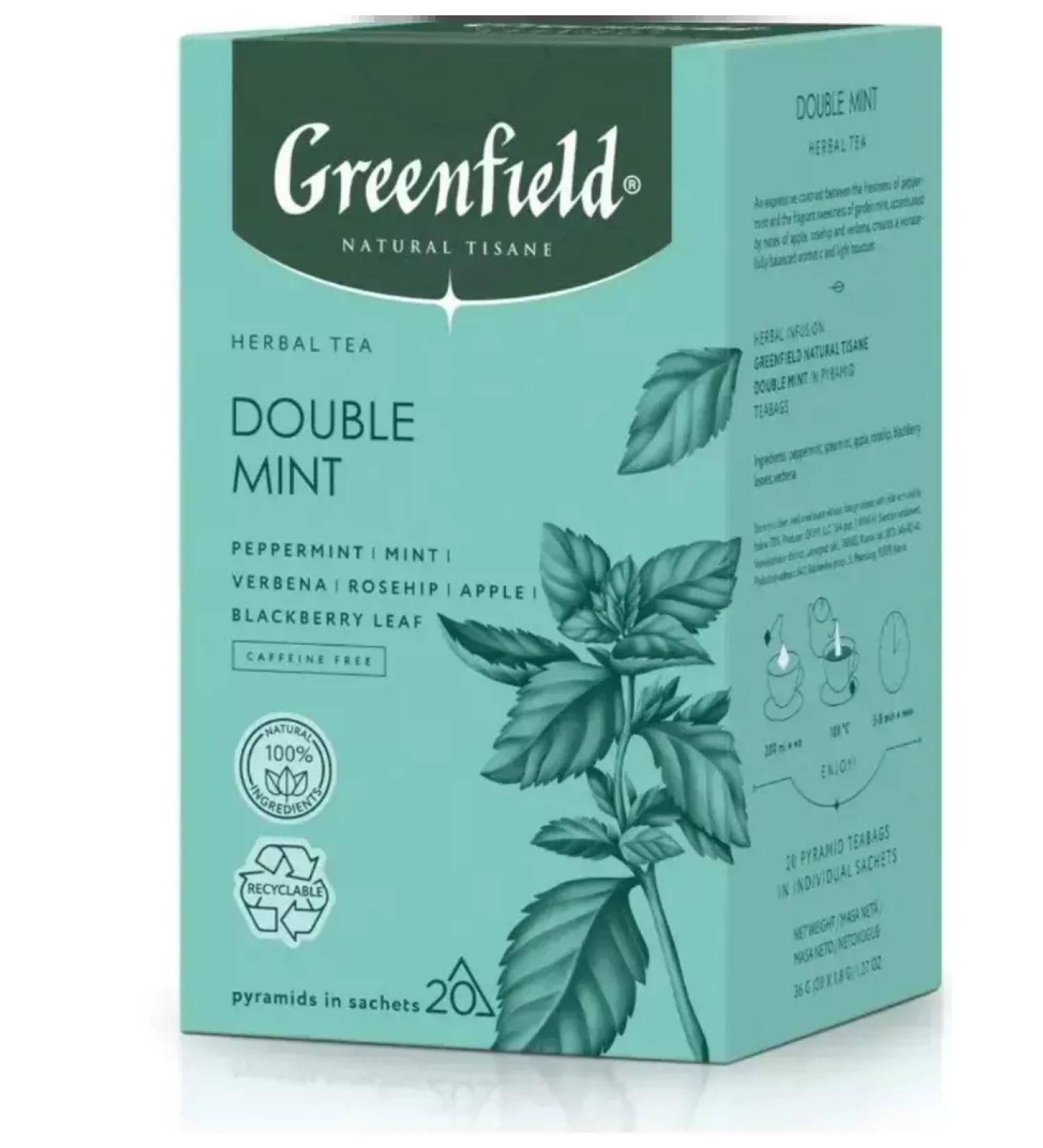 Greenfield Tea Natural Tisane Double Mint 20 pyramids of 18 g