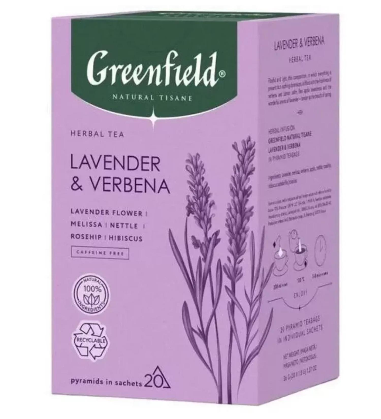 Greenfield Herbal tea lavender verbena 20 pyramids of 18 g - Buy Online on GoSupps.com
