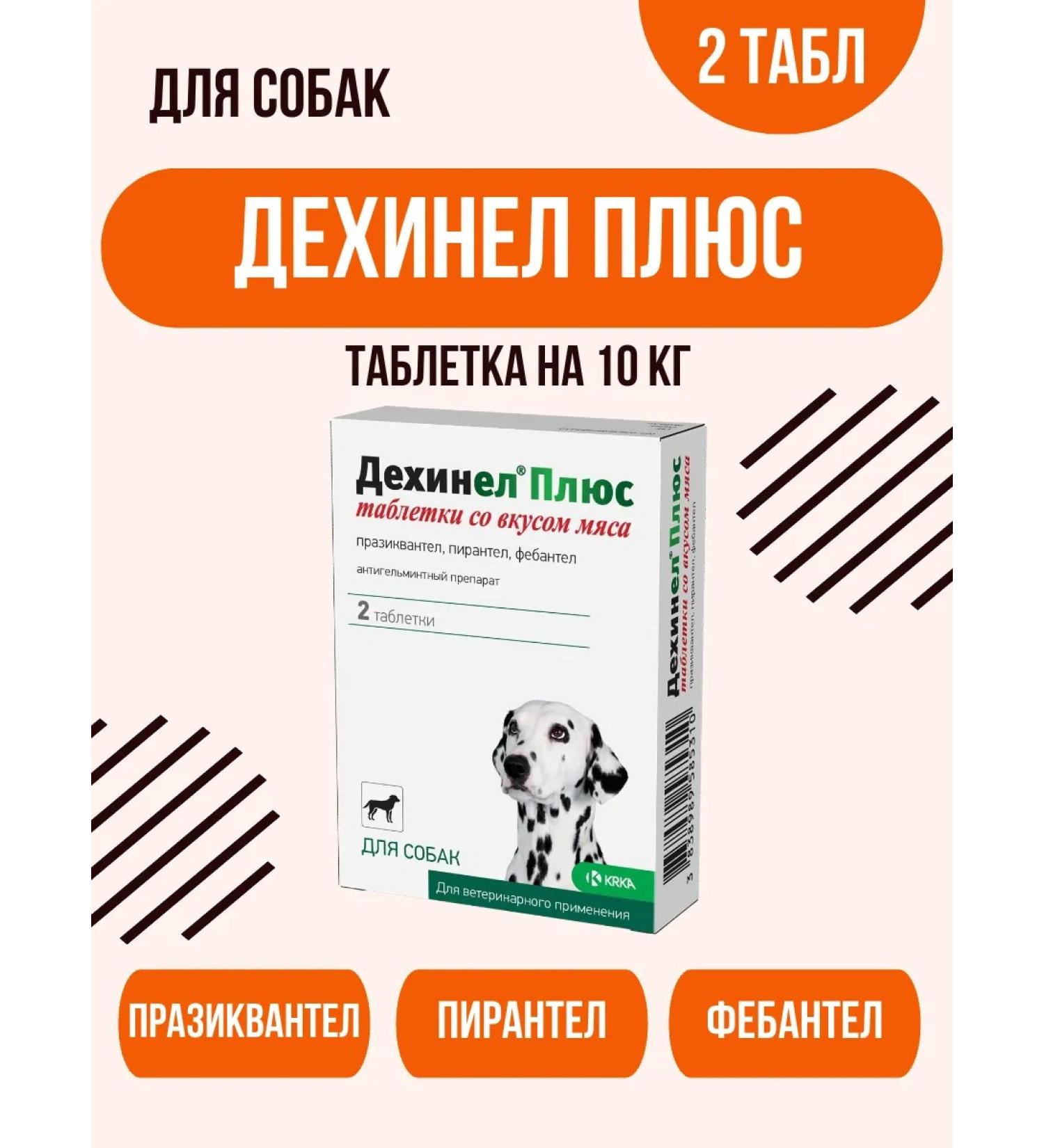 KRKA Dechinel plus for dogs of medium rocks 2 tablets