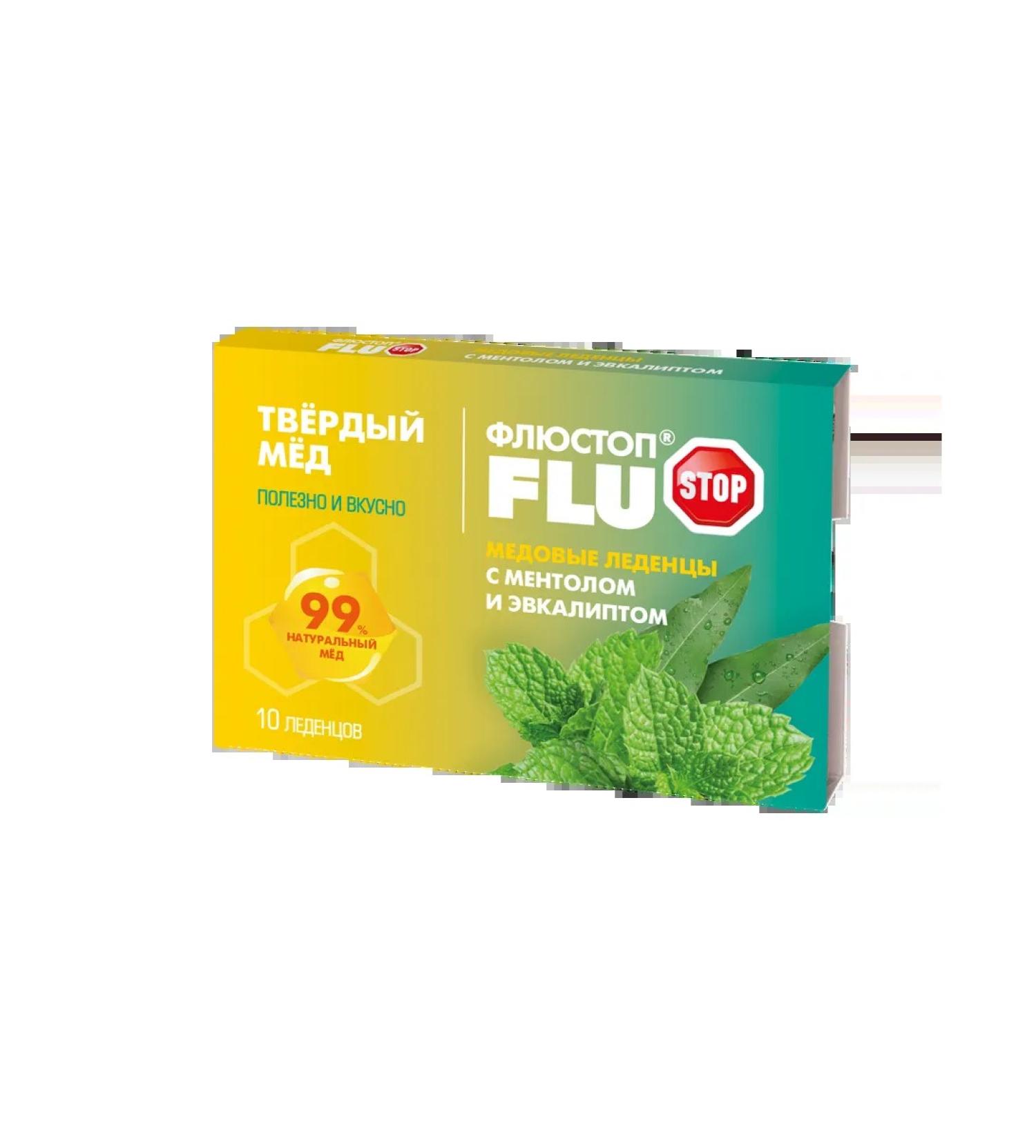 Beauty Flustop honey candies with menthol and eucalyptus 10 pcs. x 3g