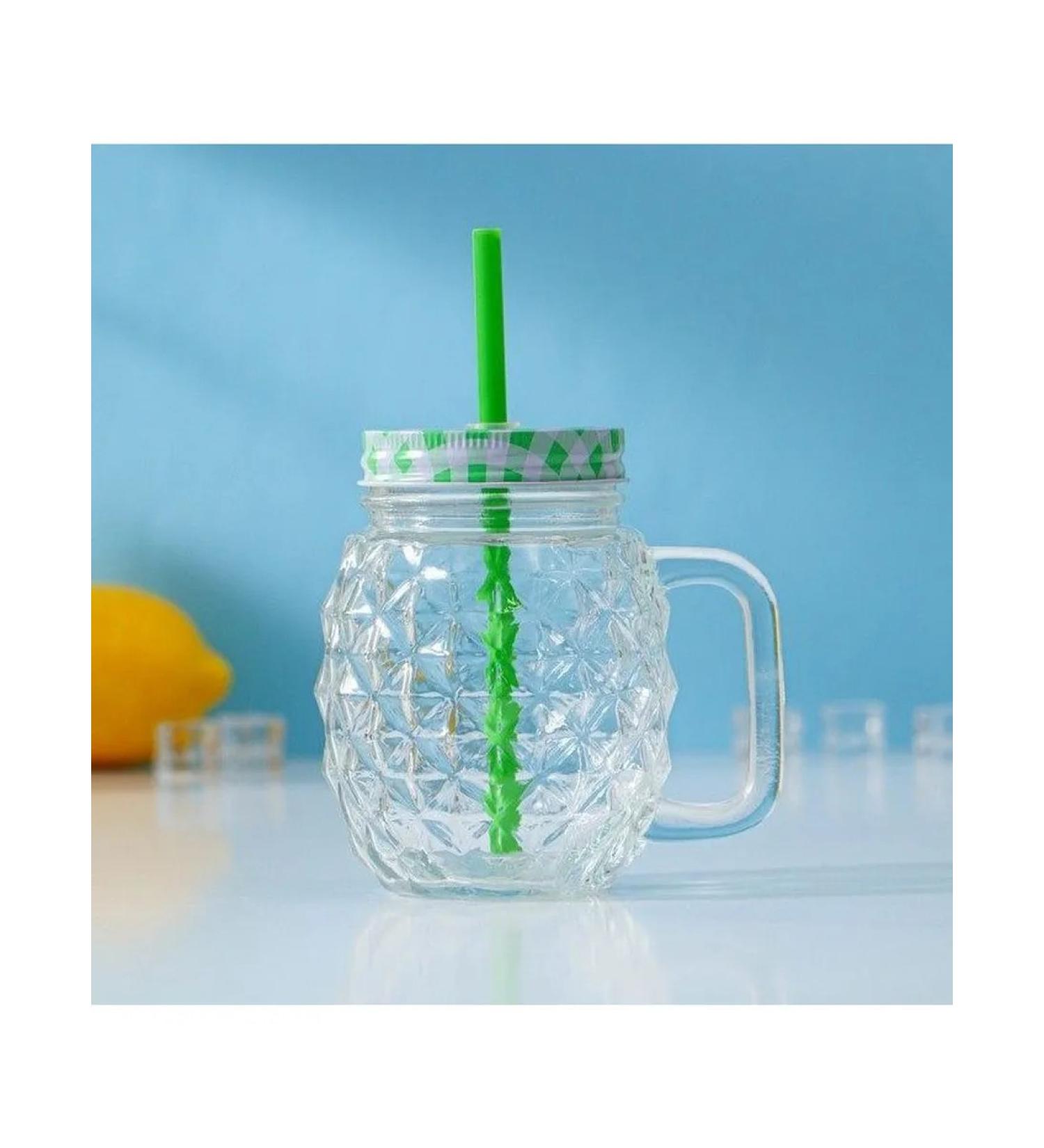 Bank with a lid and tube pineappa 500ml glass
